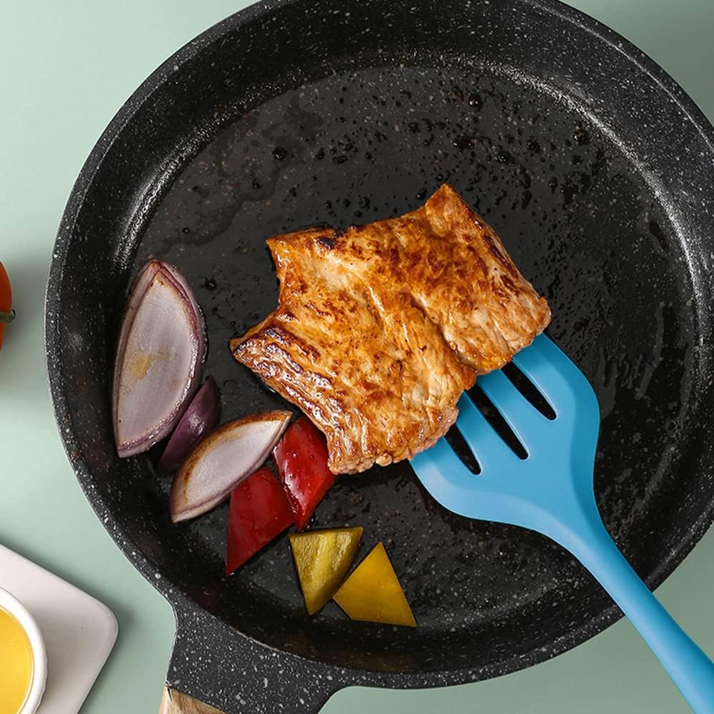 Mini Kitchen Utensil Set - Five-Piece Set, Tiny Silicone Kids Kitchen Tools - Whisk, Tongs, Spoon, Slotted Spatula - Blue