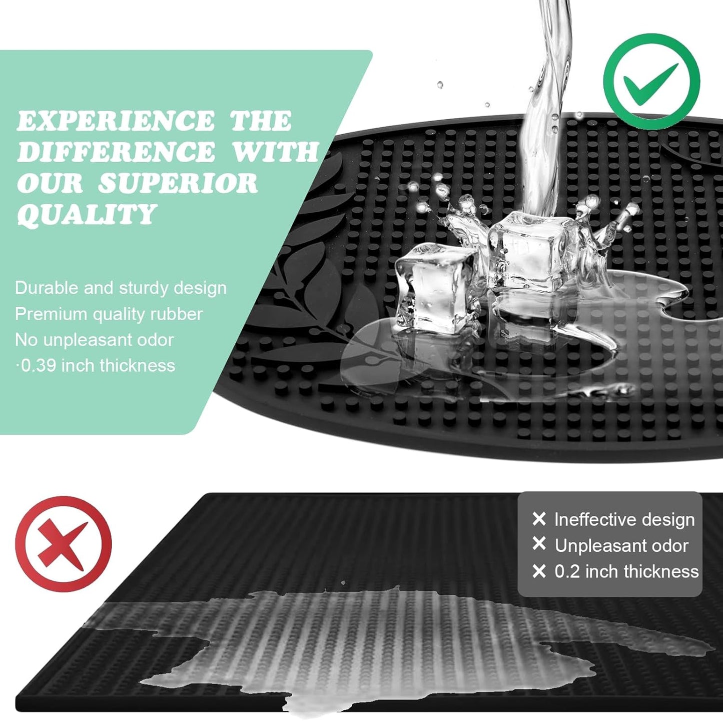 Bar Mat for Countertop 18in x 12in Large - Thick Durable Non-Slip Spill Rubber Bar Mats for Bartending - Personalized Custom Oval Bar Mat for Home Bar Barista