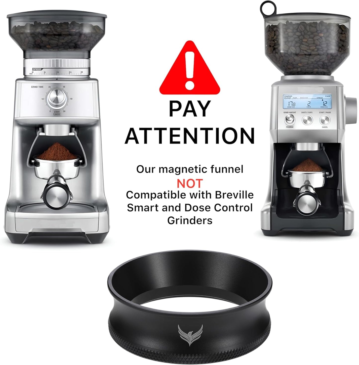 Magnetic 54mm Dosing Funnel & Espresso Puck Screen For Breville Espresso Machine Portafilter