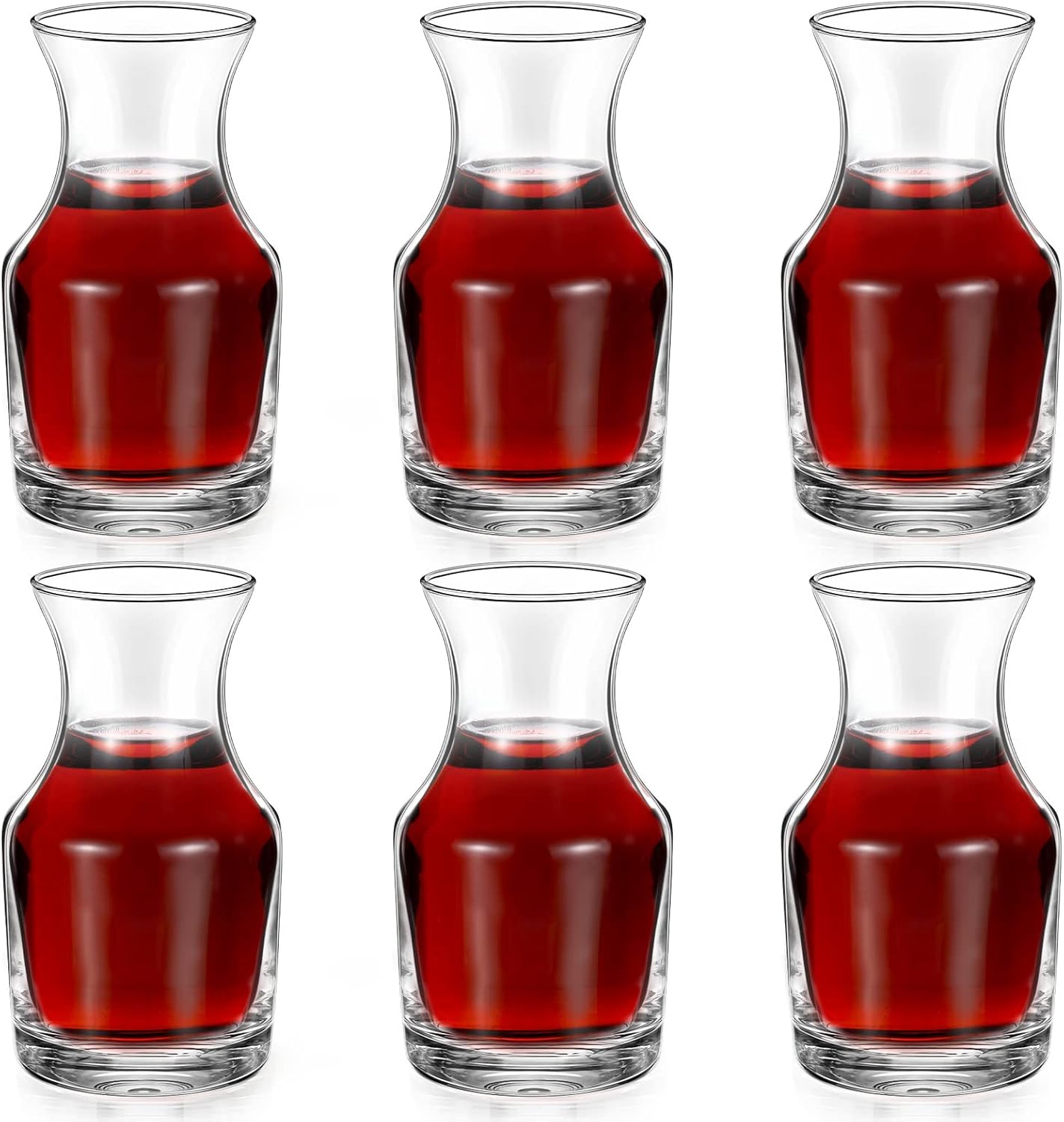 6 Pack Single Serving Wine Carafe Glass Small Mini Carafe Individual Wine Refill Decanter for Dinner Parties Tastings Bars Restaurants (6.5 oz)