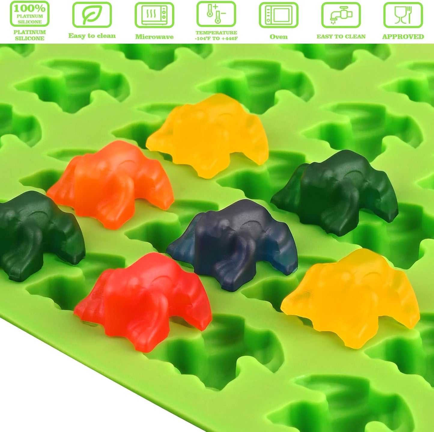 Sakolla Mini Frog Candy Molds Silicone, 100 Cavities Gummy Molds for Baking Hard Candy, Chocolate, Mint Candy, Set of 2 with 2 Droppers