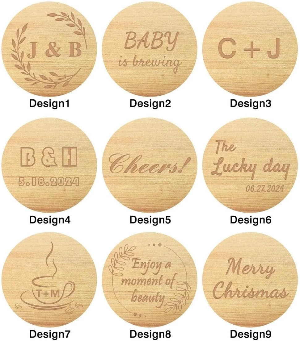 Generic 100-500 PCS Personalized Wooden Drink Stirrers, Custom Disposable Coffee Stir Sticks with Round Ends, Favor Decor for Wedding/Party/Business/Gift, Coffee Stirrer or Cupcake Picks