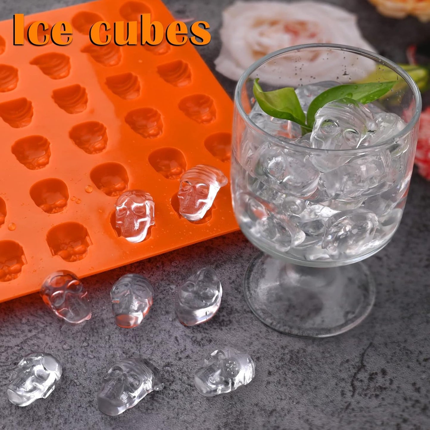 Sakolla Skull Candy Molds Silicone, 2 Pack 36 Cavity Non-Stick Halloween Gummy Molds for Chocolate, Candy, Jelly, Ice Cube, Dog Treats