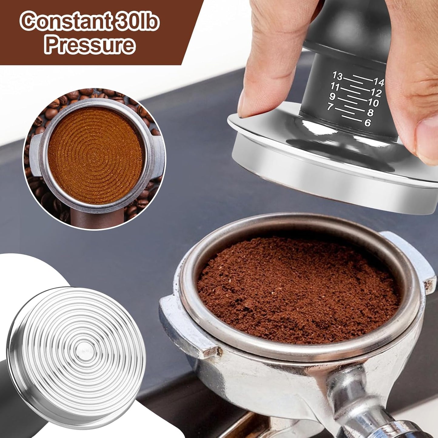 58mm Espresso Tamper Set - Dual-Spring Calibrated Coffee Tamper, 8-Needle WDT Tool Espresso Distribution Tool, Magnetic Aluminum Dosing Funnel, Reusable Puck Screen, Fit for 58mm Portafilters