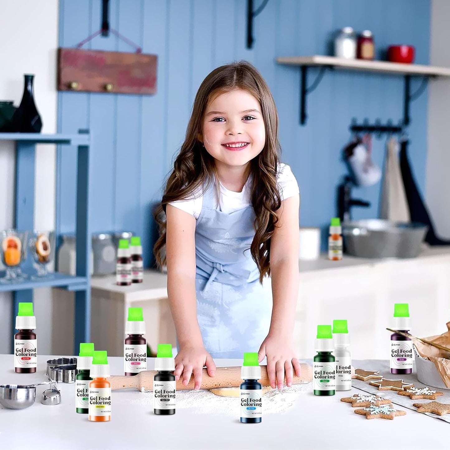 Gel Food Coloring 15 Colors x 0.35 oz Concentrated Gel Based Food Dye Vibrant Icing Colors Neon Edible Food Color for Icing Baking Cake Decorating Cookies Slime, 10g / Bottle