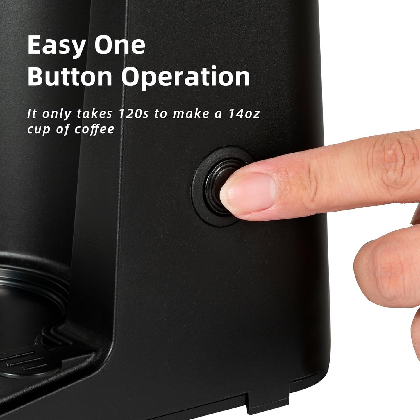 Single Serve K Cup Coffee Maker 2 in 1Machine,6 to 14 0z Brew Sizes,Auto Shut Off& Reusable Filter,Use Coffee Capsule&GroundCoffee&Loose Leaf Tea,Iced Coffee,Black