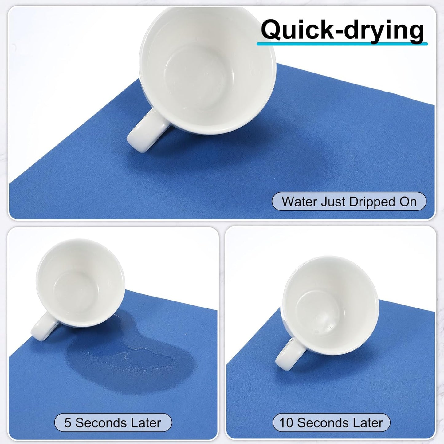 uxcell Silicone Mats for Kitchen Counter, 15.7" x 11.8" Non-Slip Countertop Protector Mat Heat Resistant Coffee Mat Waterproof Table Placemat, Blue