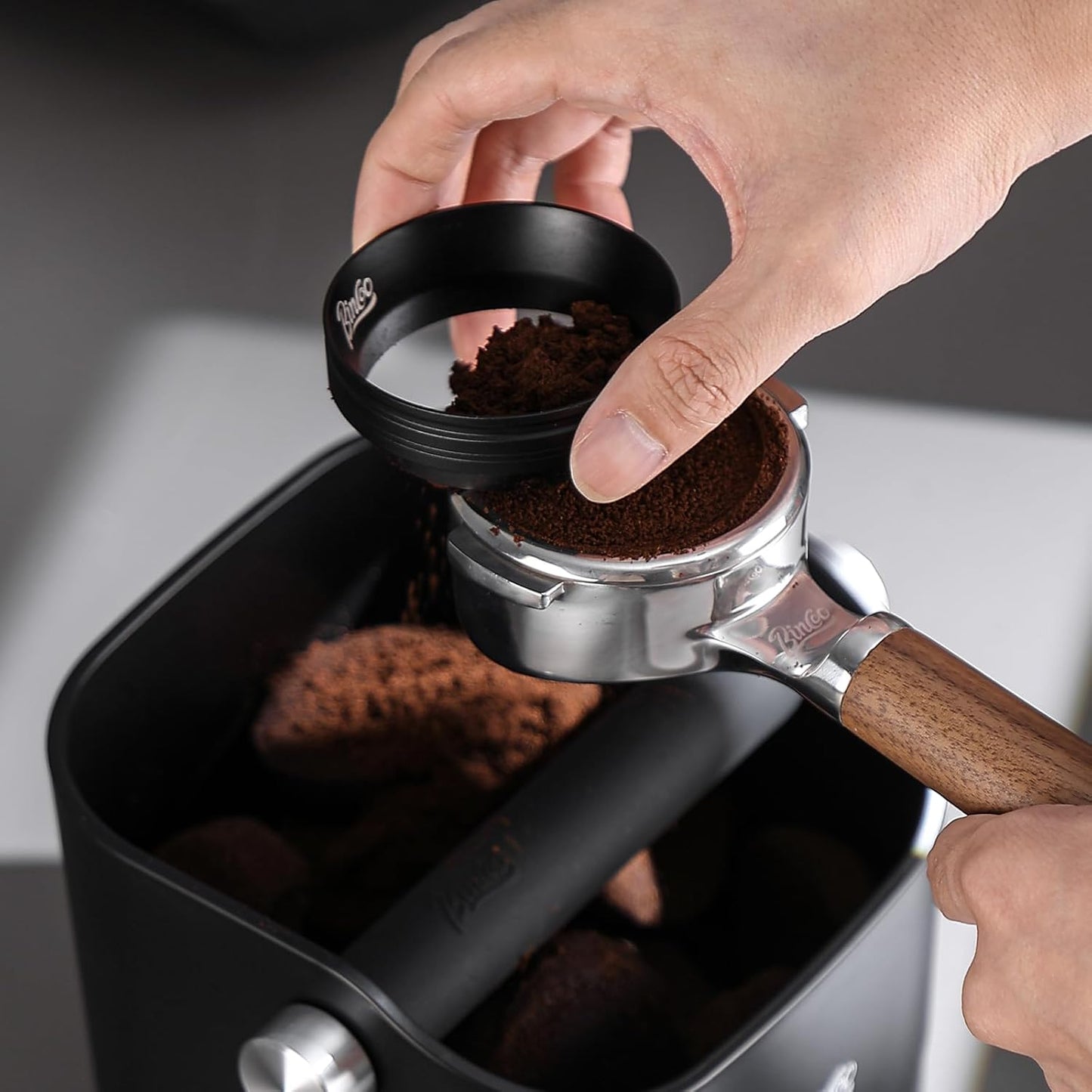 Espresso Knock Box - Bincoo Espresso Machine Knock Box/Espresso Grounds Knock Box, Barista Style Coffee Knock Box for Grounds with Removable Shock-Absorbent Knock Bar and Anti-Slip Base. (yellow)