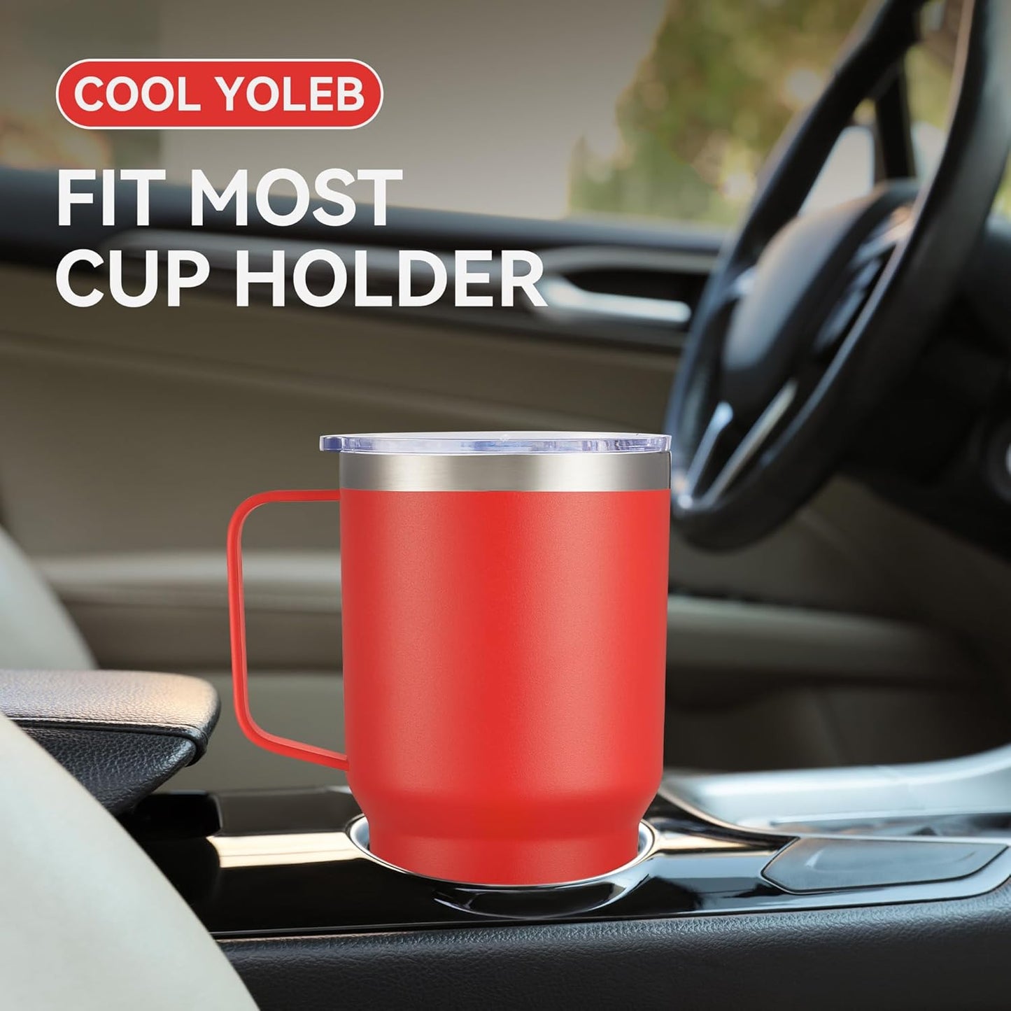 30 oz Tumbler with Handle and Lid, Stainless Steel Tumblers Bulk Double Wall Vacuum Insulated Travel Mug Leak Proof Cup Keep Drinks Cold and Hot Red, 12 Pack