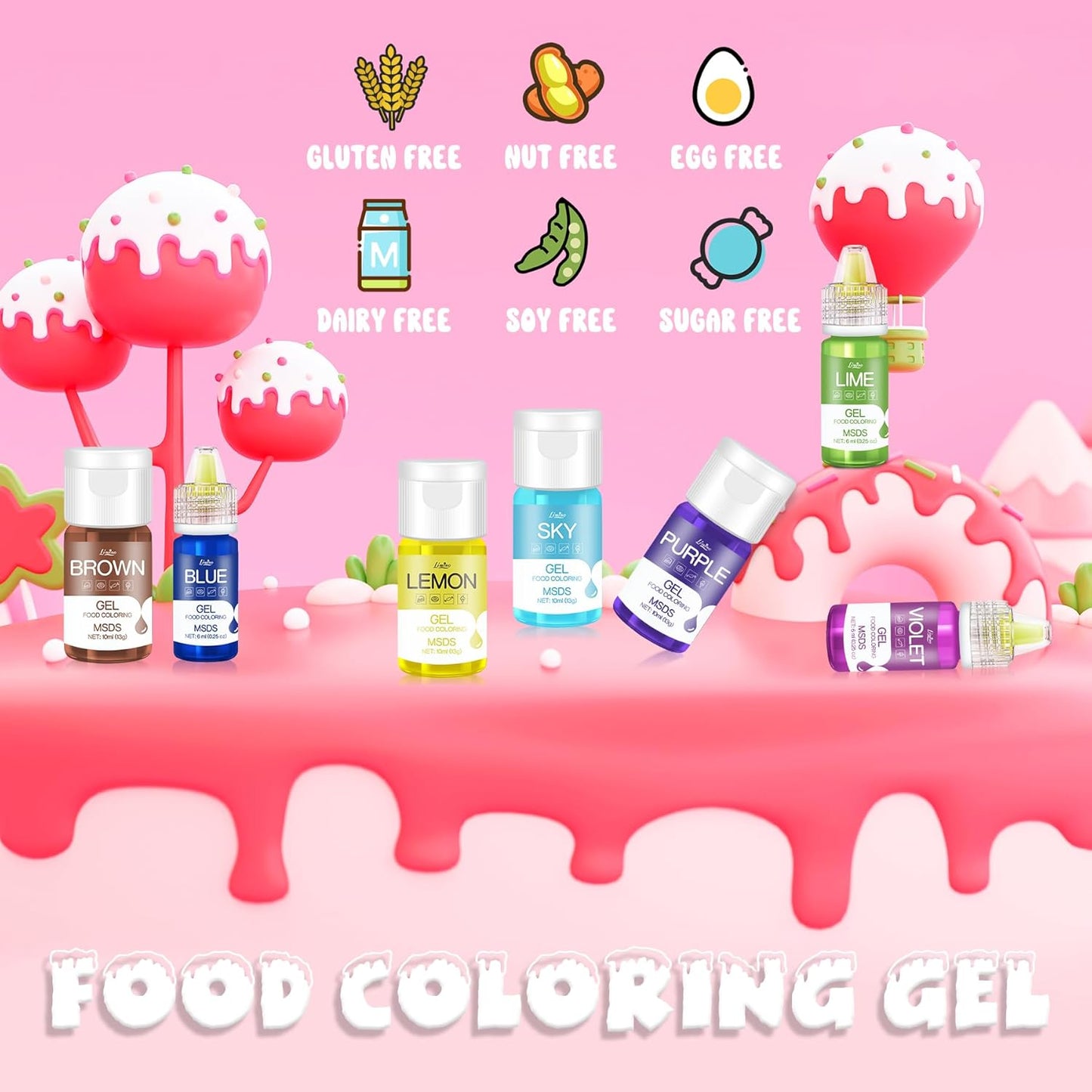 Gel Food Coloring - 4.5oz Vivid Food Coloring Gel for Baking, Cake Decorating, Cookie, Fondant, Macaron - Tasteless Concentrated Edible Food Color Dye for Icing, Slime, Drinks, DIY Crafts (Light Blue)