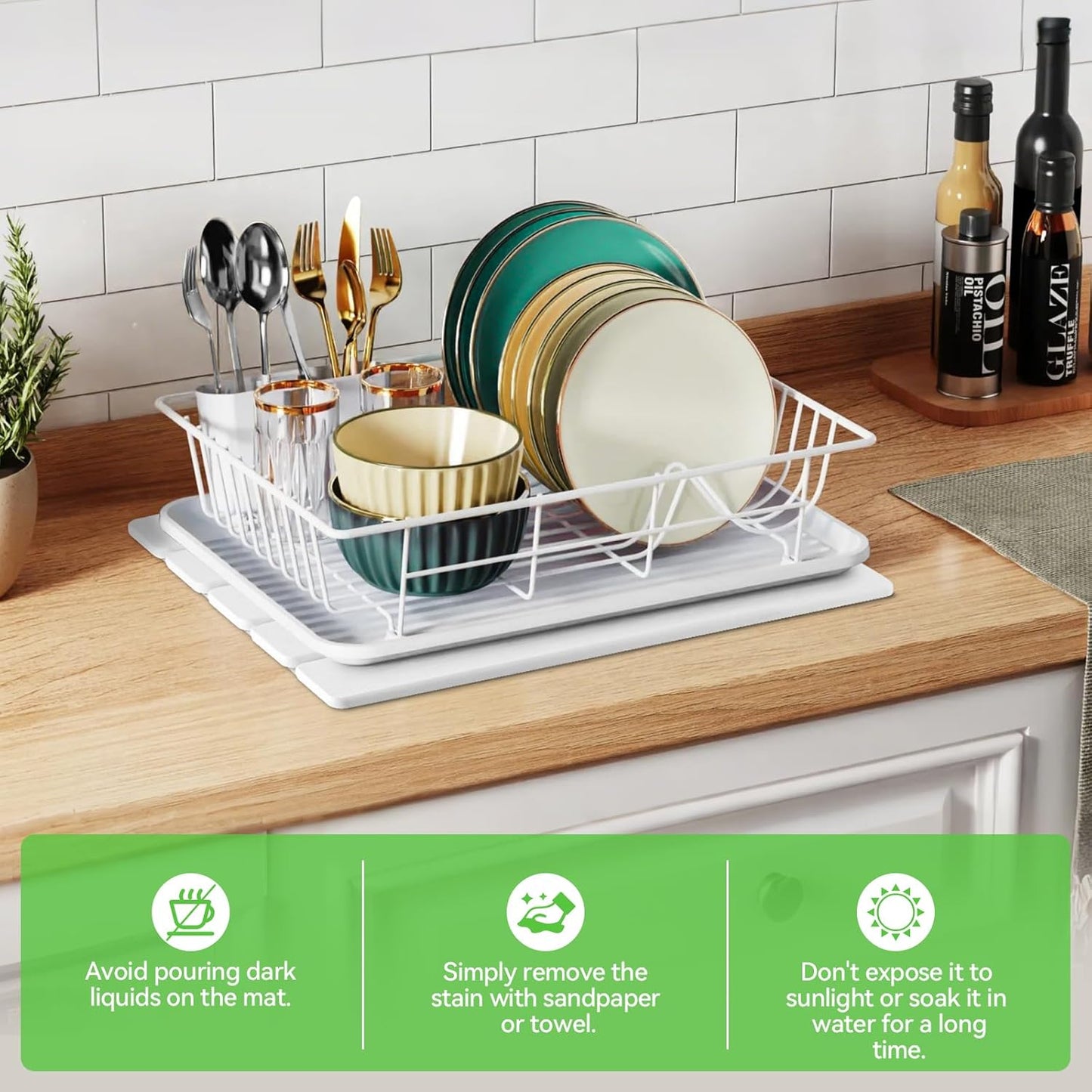 Stone Drying Mat for Kitchen Counter, Stone Bath Mats for Bathroom, Quick Dry Diatomaceous Earth Mat, Foldable Non-Slip Stone Mat for Bathroom Dishes Bottles Cups, Match Any Countertop, 15.8''x11.8''