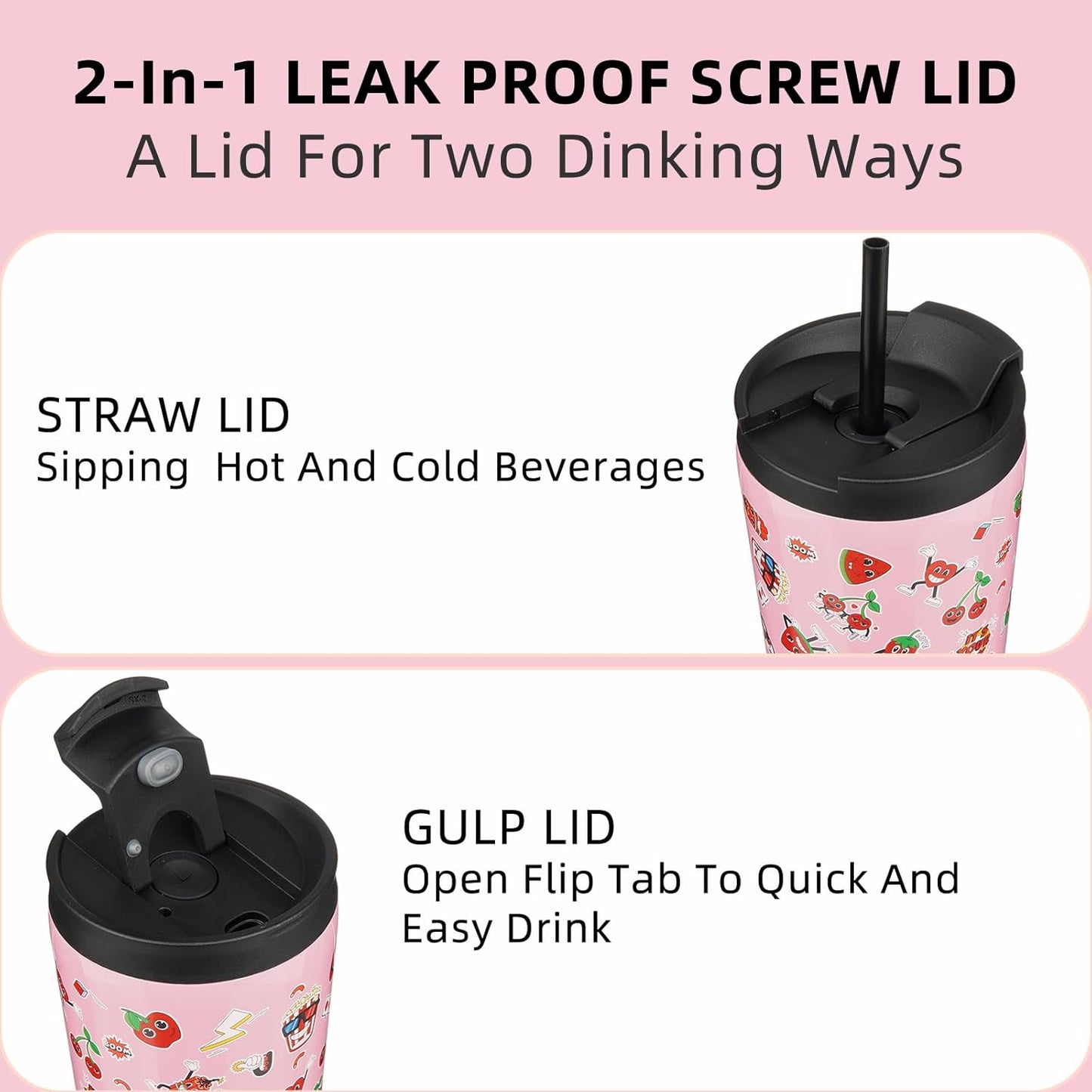 BJPKPK 26oz Stainless Steel Insulated Tumbler With lid And Straw Travel Coffee Thermal Tumblers Cup For Women And Men,Passionate Pink