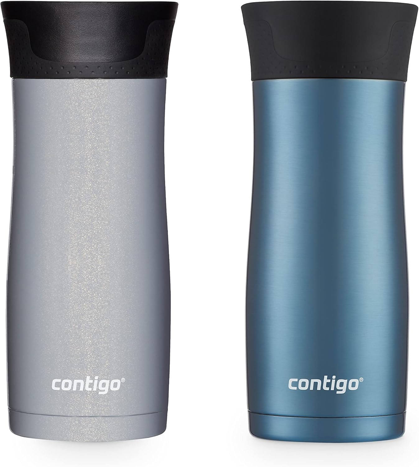 Contigo AUTOSEAL West Loop Vacuum-Insulated Stainless Steel Travel Mug with Easy-Clean Lid 16oz. 2 Pack Dark Ice Gold Morel