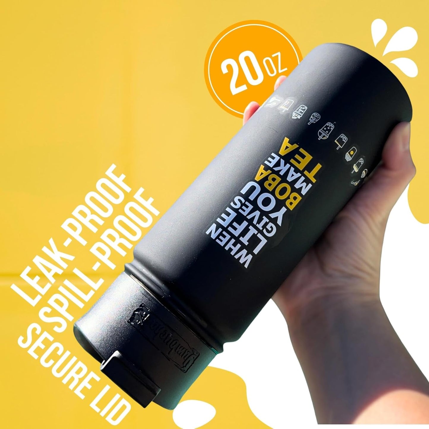 YUMBUCHA Boba Kit Set - DIY Bubble Tea - 20 Drinks - Reusable Stainless Steel Flask & Straw, Brown Sugar Tapioca Pearls - Exquisite Loose Leaf Teabags - Strawberry Oolong and White Peach Oolong Tea