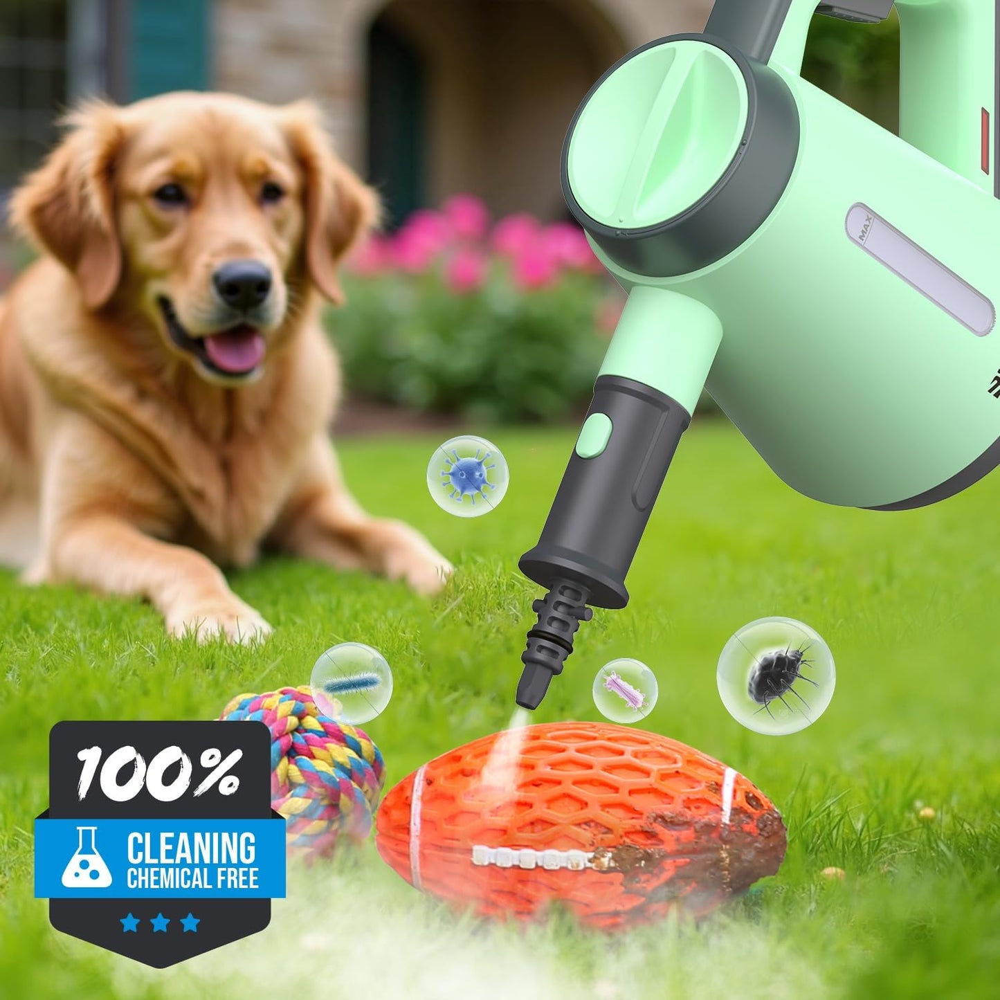 Handheld Pressurized Steam Cleaner - 15s Quick Start, Multi-Functional for Home, Kitchen, Bathroom, 8 Attachments, Chemical-Free, Safe & Efficient Cleaning Solution