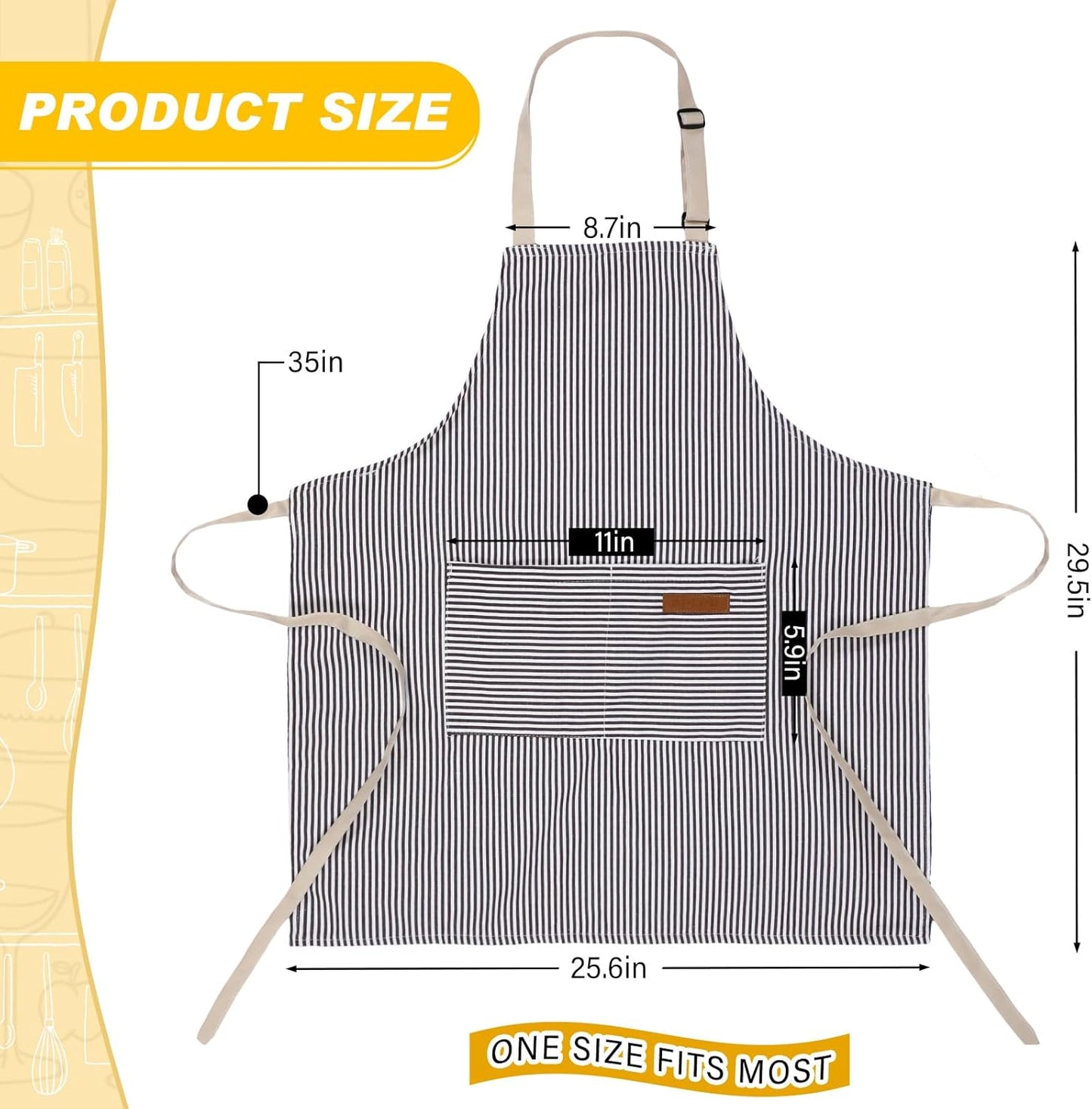 Handepo 4 Pcs Kitchen Cooking Aprons with Pockets Adjustable Waterproof Baking Apron for Women Men, Chef,BBQ, Christmas Gift