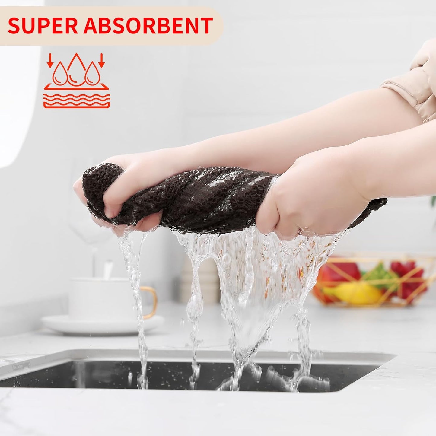 Homaxy 100% Cotton Waffle Weave Kitchen Dish Towels, Ultra Soft Absorbent Quick Drying Cleaning Towel, 13 x 28 Inches, 12-Pack, Dark Brown