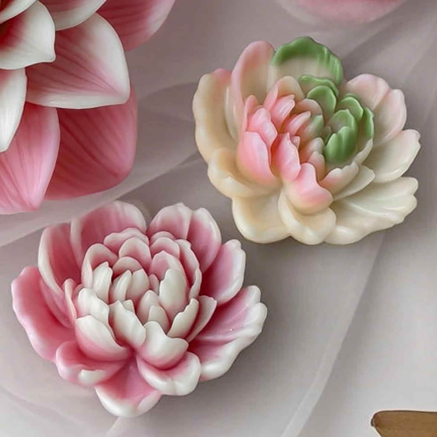 Heart Flower Succulent Rose Peony Molds Silicone Wave Spiral Candle Mold - Silicone Resin Casting Molds for Candle & Resin & Soap Craft Supplies