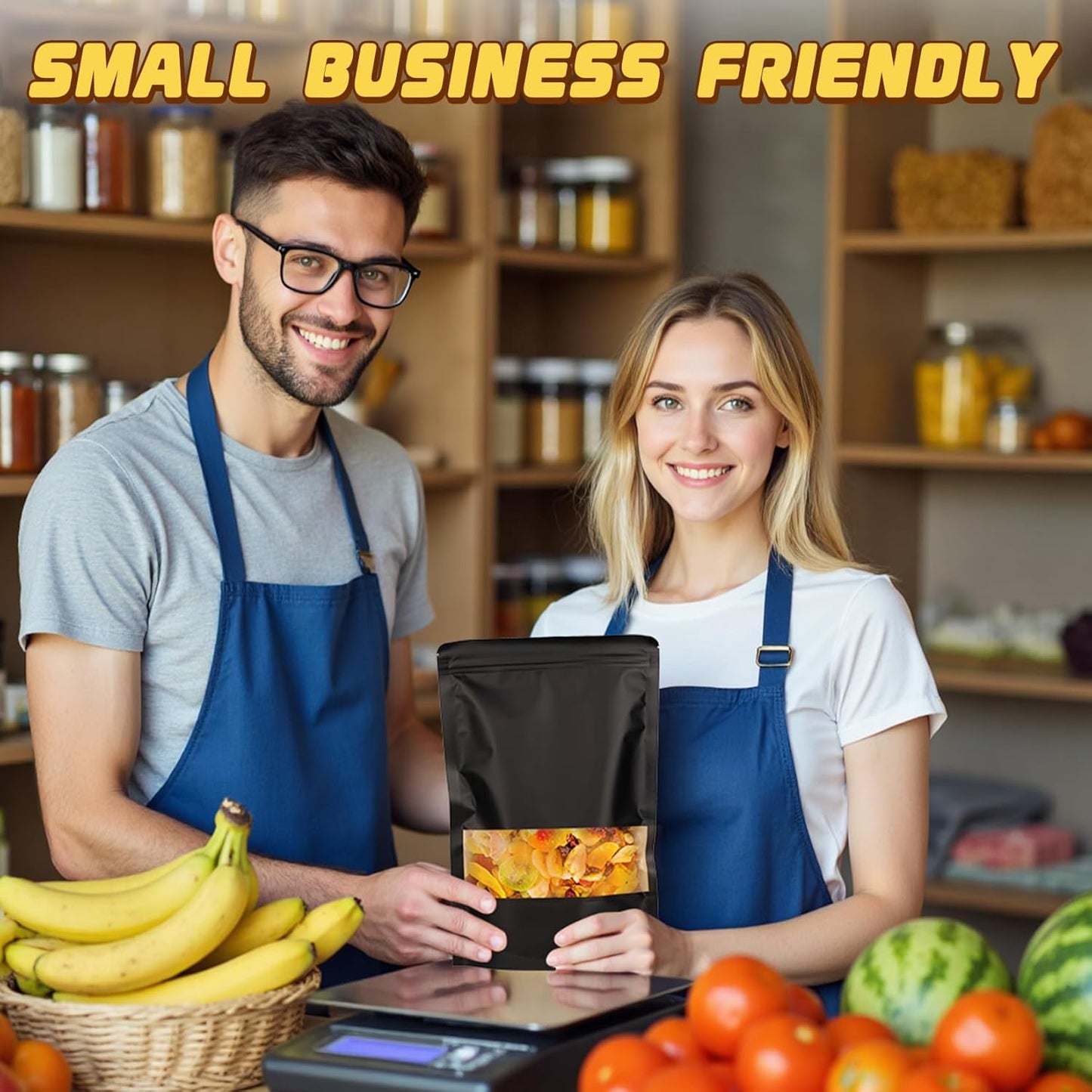 50 Pack Zip Lock Bags, Reusable Snack Bags with Window, Cookie Bags for Pastry, Herbs, Jerky, Spices, Soap, Pet, Gifts, Resealable Baggies for Small Business, Farm Stand Supplies