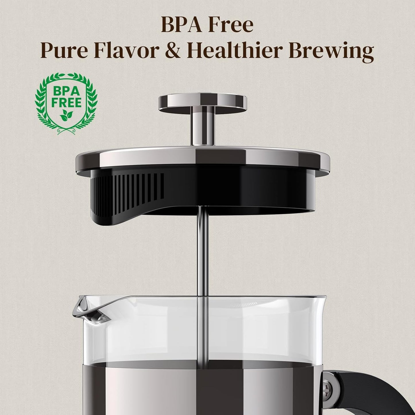 Veken French Press Coffee Maker 21oz 0.6 L, Heat Resistant Thickened Borosilicate Glass,Stainless Steel Brewer,Single Serve Small Pot, Cold Brew Cafetera Teapot for Kitchen Travel Camping, Dark Pewter