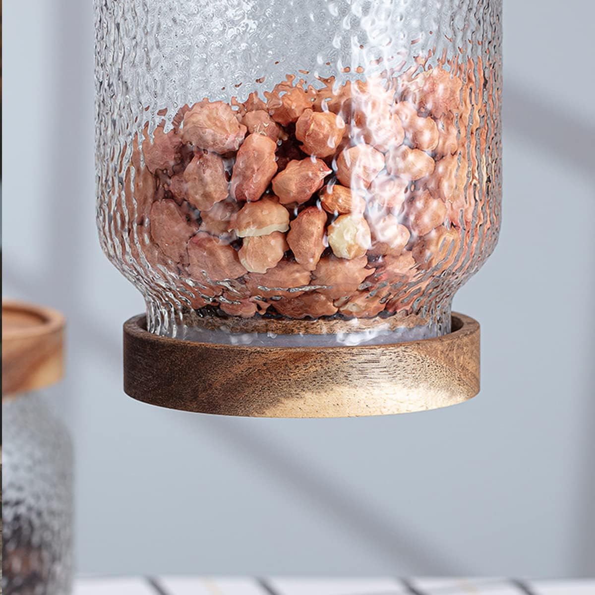 Glass Storage Jar, Food Storage Container with Airtight Bamboo Wooden Lid, Kitchen Canisters For Tea,Coffee Bean, Sugar, Candy, Cookie, Spice (1500ml, 51 Ounce)