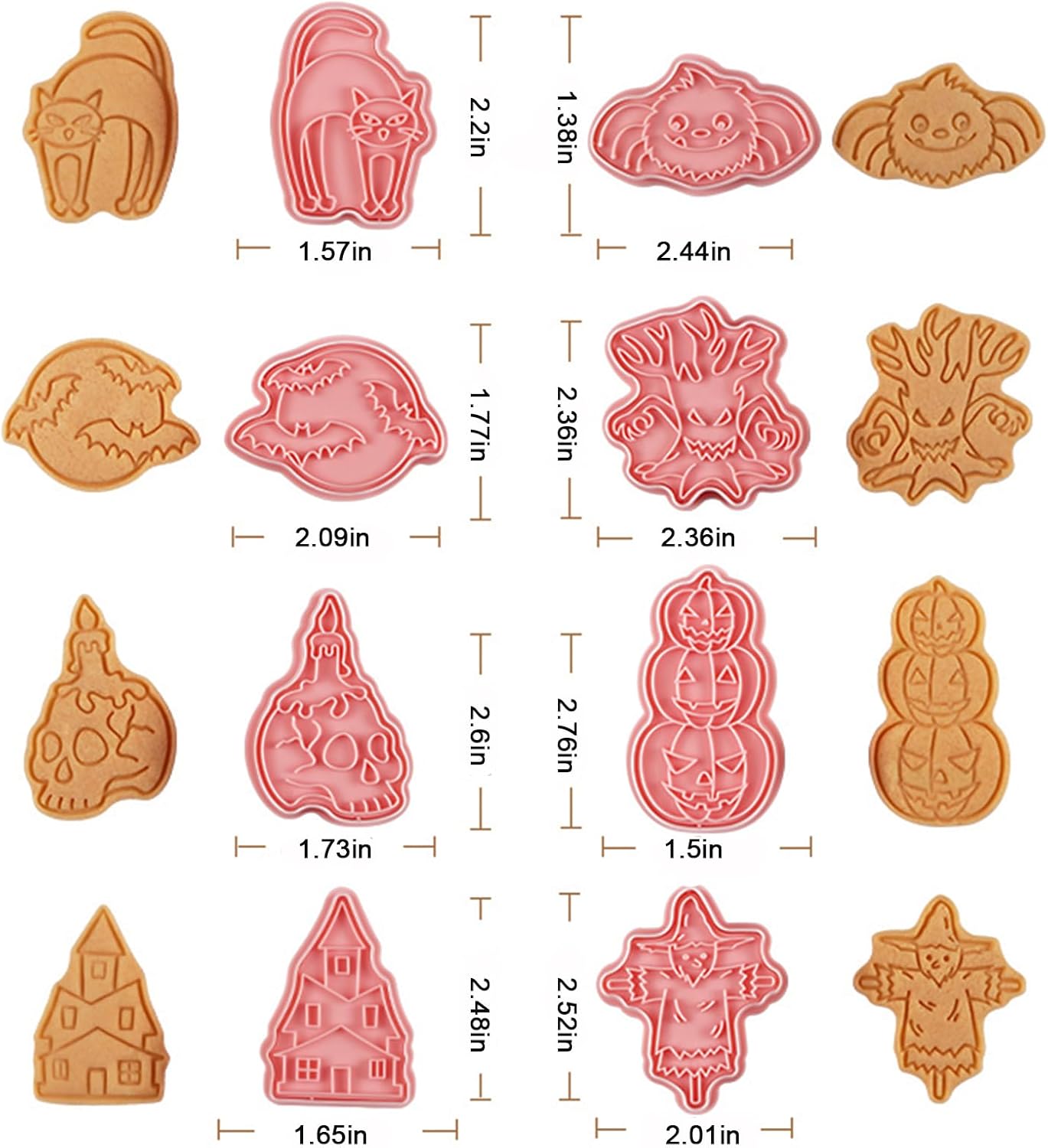 8 Pcs Halloween Cookie Cutters Set Baking Molds 3D Halloween Press type Cookie Cutter for Baking, Fondant, Cheese, and Pastries