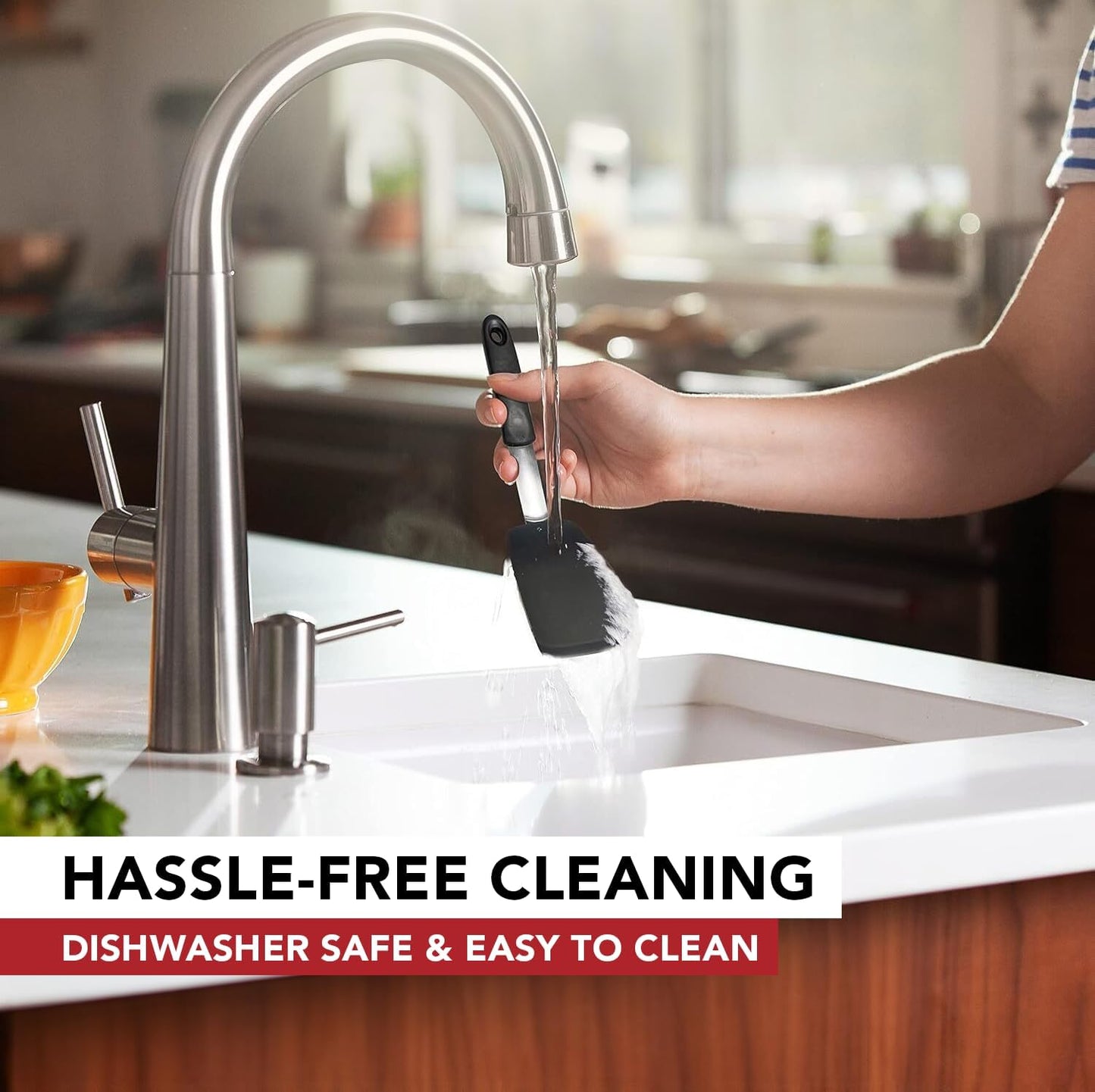 Set of 4 Silicone Spatula Utensils by Boxiki Kitchen. Professional Silicone and Stainless Steel Kitchen Spatula for Cooking, Pancakes, Eggs and Fish.