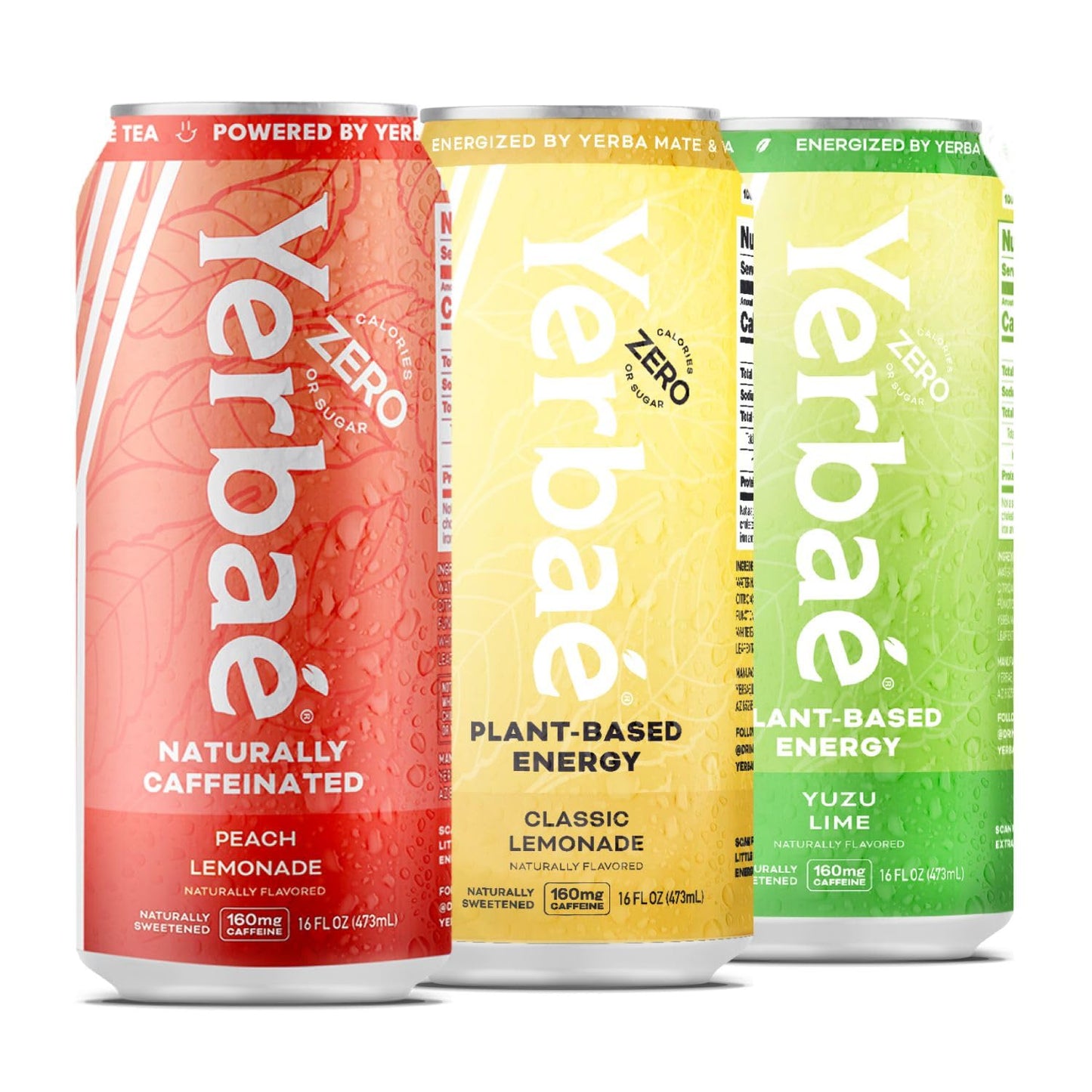 YERBAÉ Citrus Functional Energy Drink Variety Pack - 0 Sugar 0 Calories 0 Carbs, Energized by Yerba Mate. Yerbae is Naturally Caffeinated, Plant-Based Healthy Alternative 16oz cans (12 Pack)