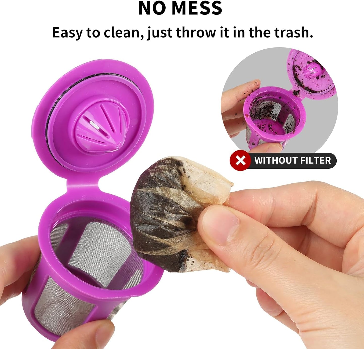 200 Count Fanativita K Cup Filters Disposable with Genius Lid Design, Fit All Reusable K Cups for Keurig (White)