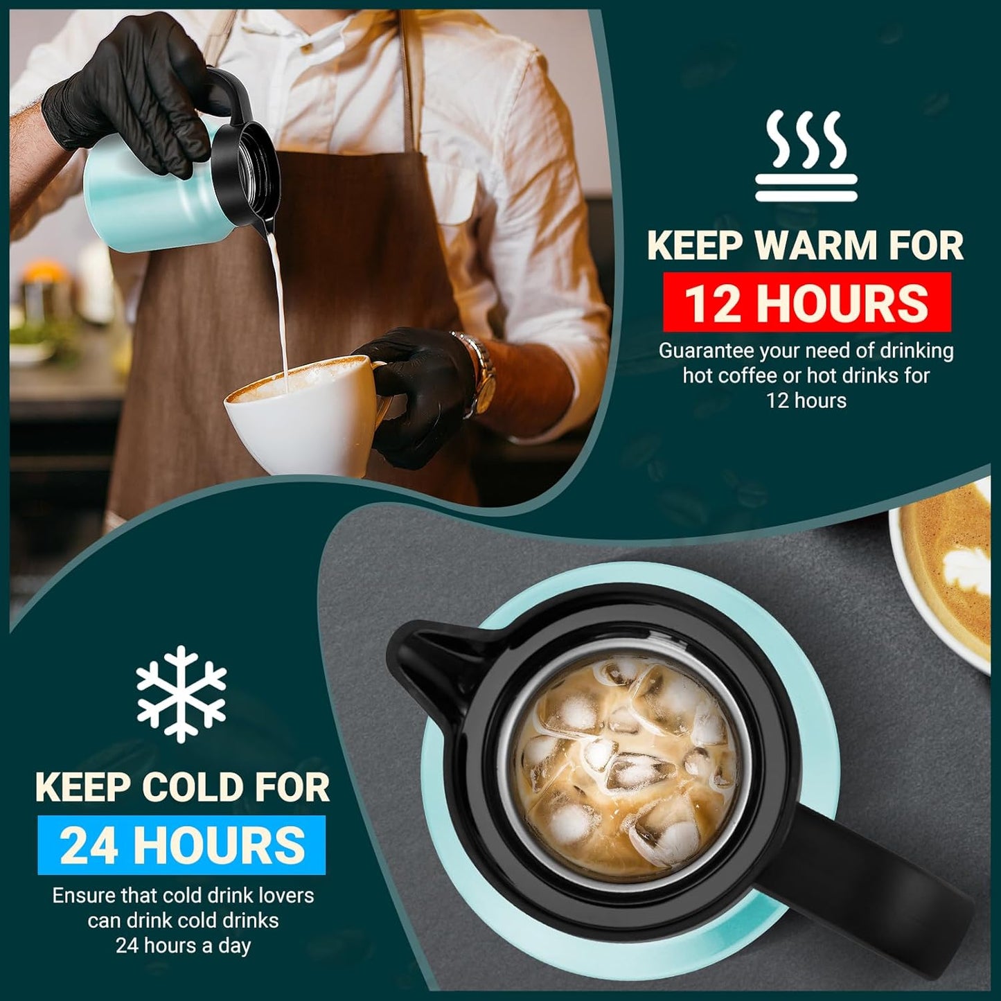 34Oz Thermal Coffee Carafes For Keeping Hot/Cold, Stainless Steel Coffee Carafe, Dustproof Insulated Water Carafe for Party/Home,Blue