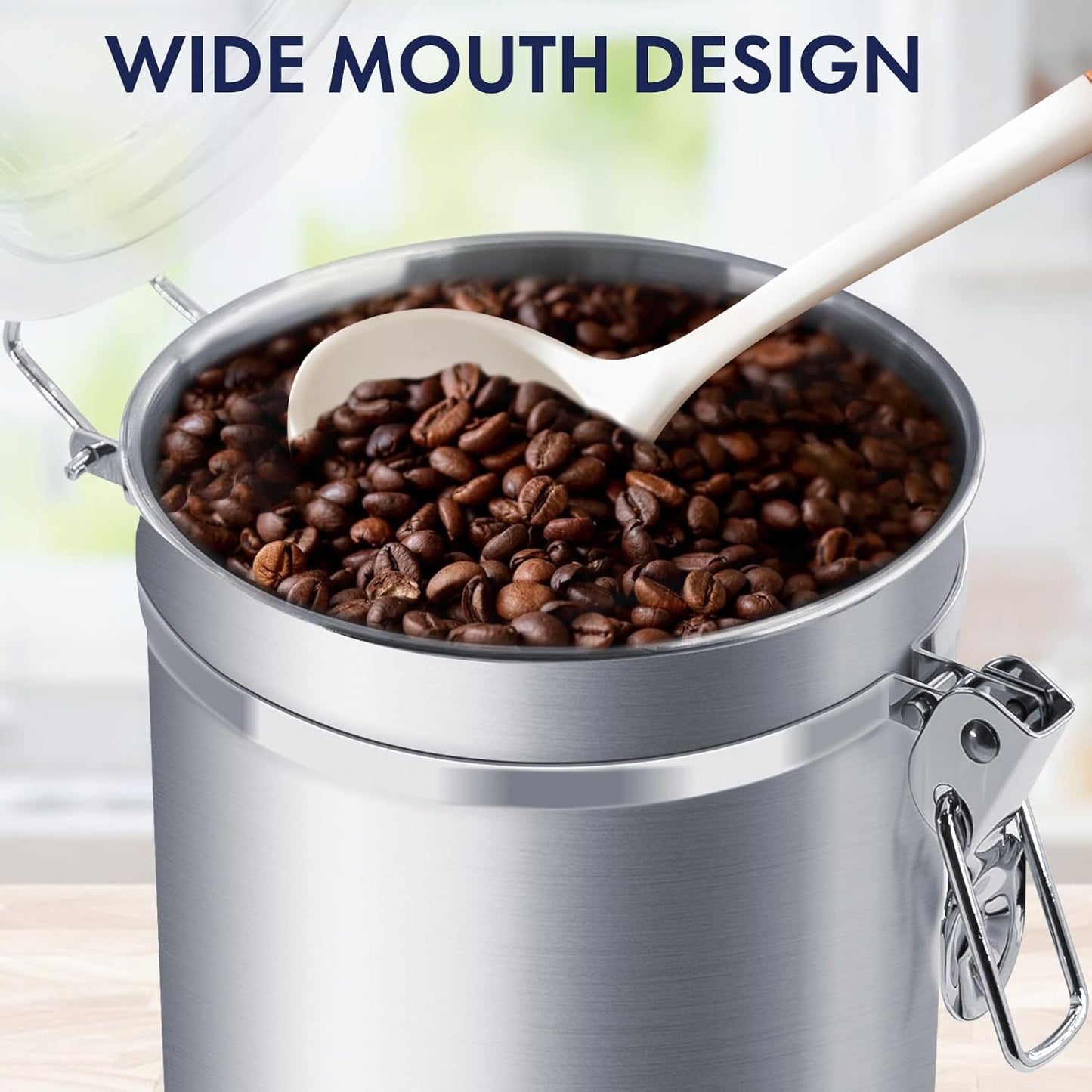 ENLOY 4-Piece Stainless Steel Airtight Food Storage Canister Set with Clear Lid, Containers Sets for Kitchen Counter for Sugar, Flour, Tea, Candy, Cookie, Spice, 28/32/38/65 oz