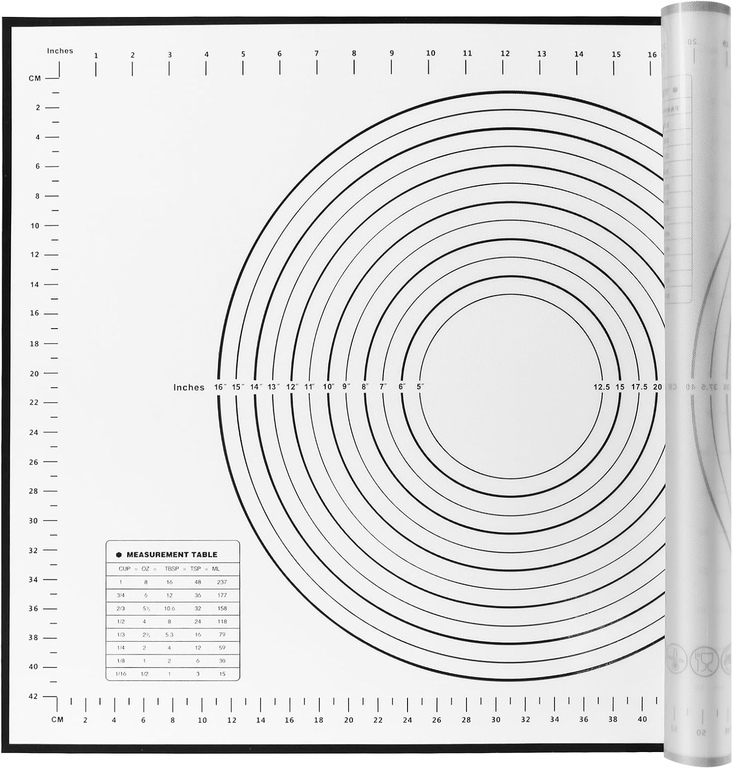 Yansumi Silicone Pastry Mat Extra Large Non-Slip Mat for Rolling Dough Pie Crust and Baking Non-Stick with Measurements (XL, 28"L x 20"W,Black)