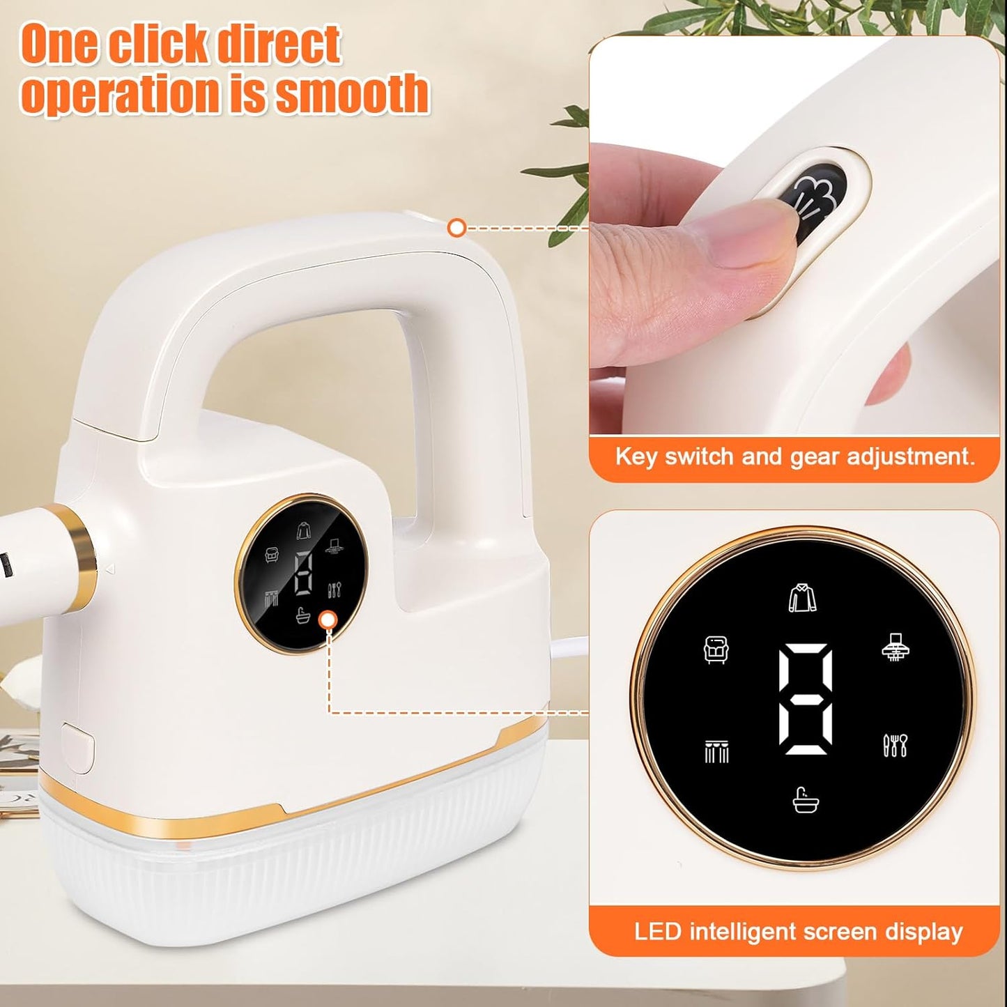 Handheld Steam Cleaner [One Click Clean] Steamer for Cleaning 10-in-1 High Pressure Steam Cleaner for Home/Car Detailings/Fabric etc. Separate Design|Digital Display|Two Cleaning Methods