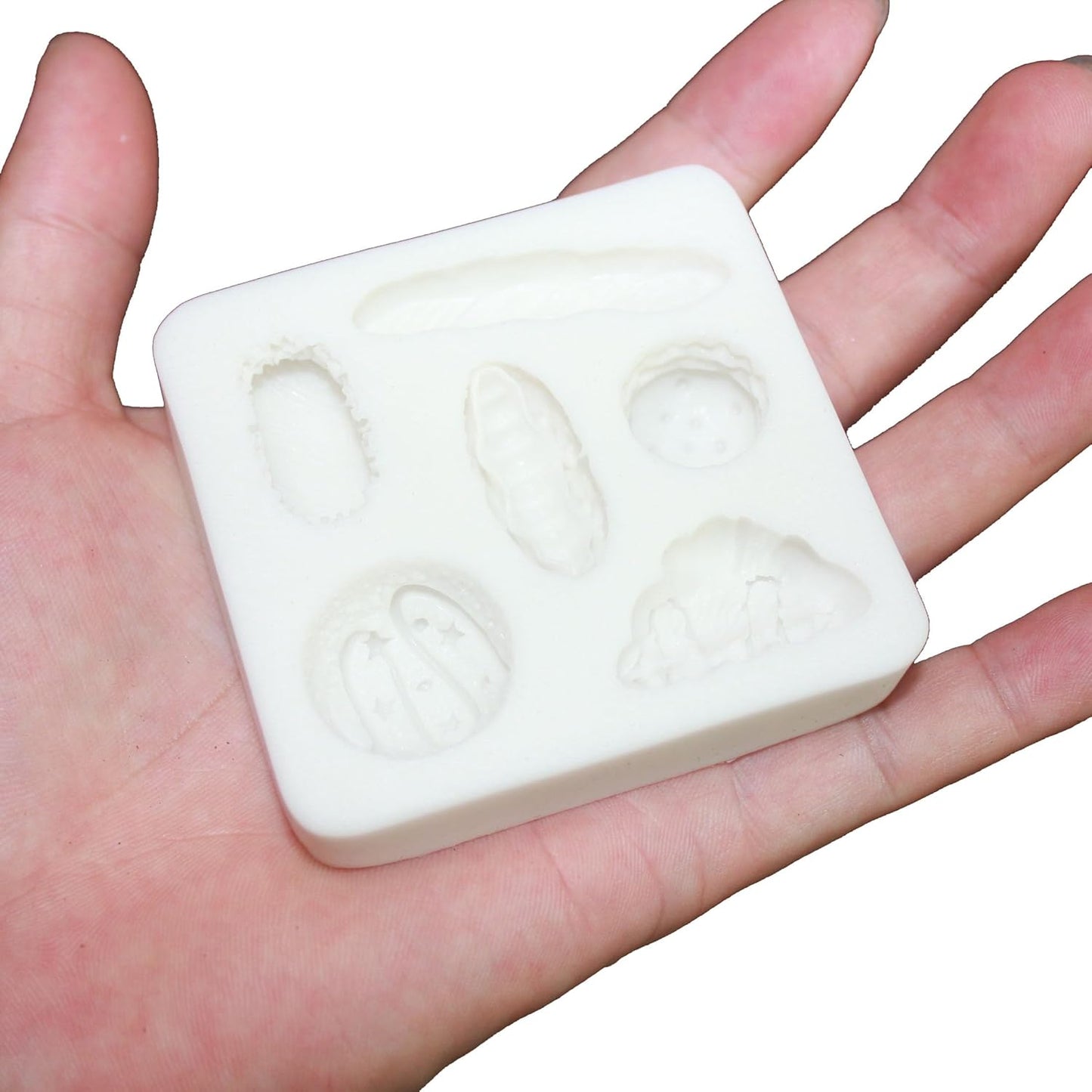 Lovely Small Items Silicone Fondant Molds Set For Cake Topper, Gumpaste, Candy & Chocolate, Polymer Clay and More (Rectangle Food Items)