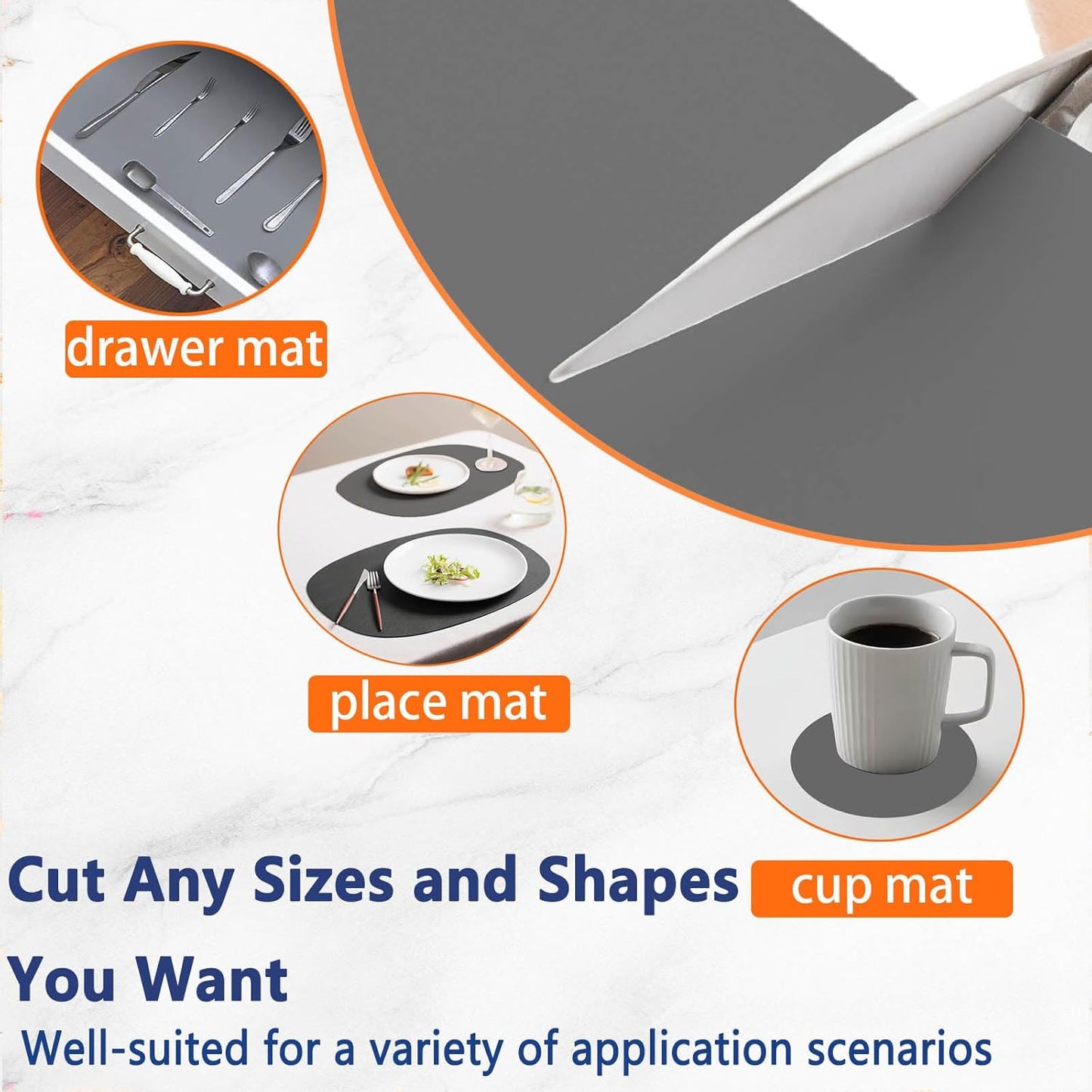 2Pack Large Silicone Mats for Kitchen Counter, 36''x24''(90cmx60cm) Heat Resistant Mat for Kitchen Island, Waterproof Multipurpose Countertop Protector, Light Gray