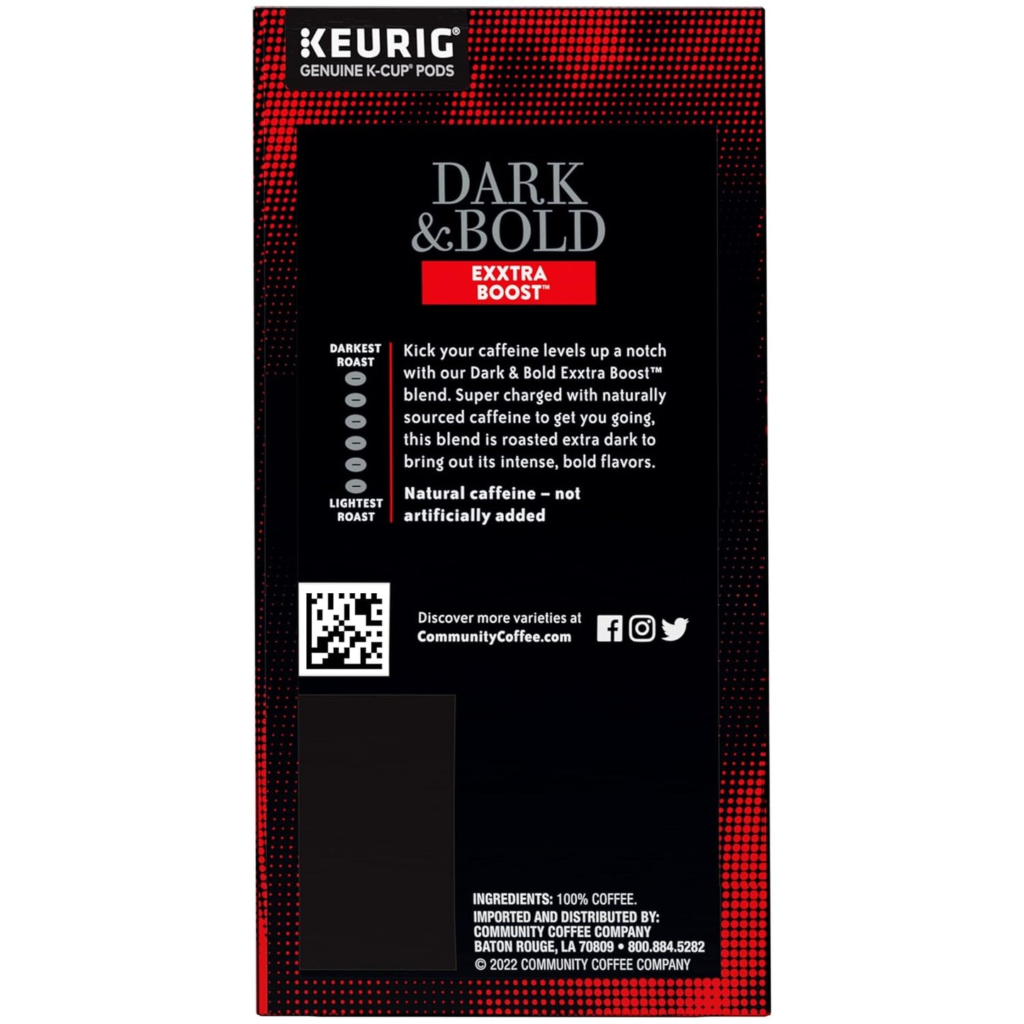 Community Coffee Dark & Bold Exxtra Boost 96 Count Coffee Pods, Compatible with Keurig 2.0 K-Cup Brewers, 24 count (Pack of 4)