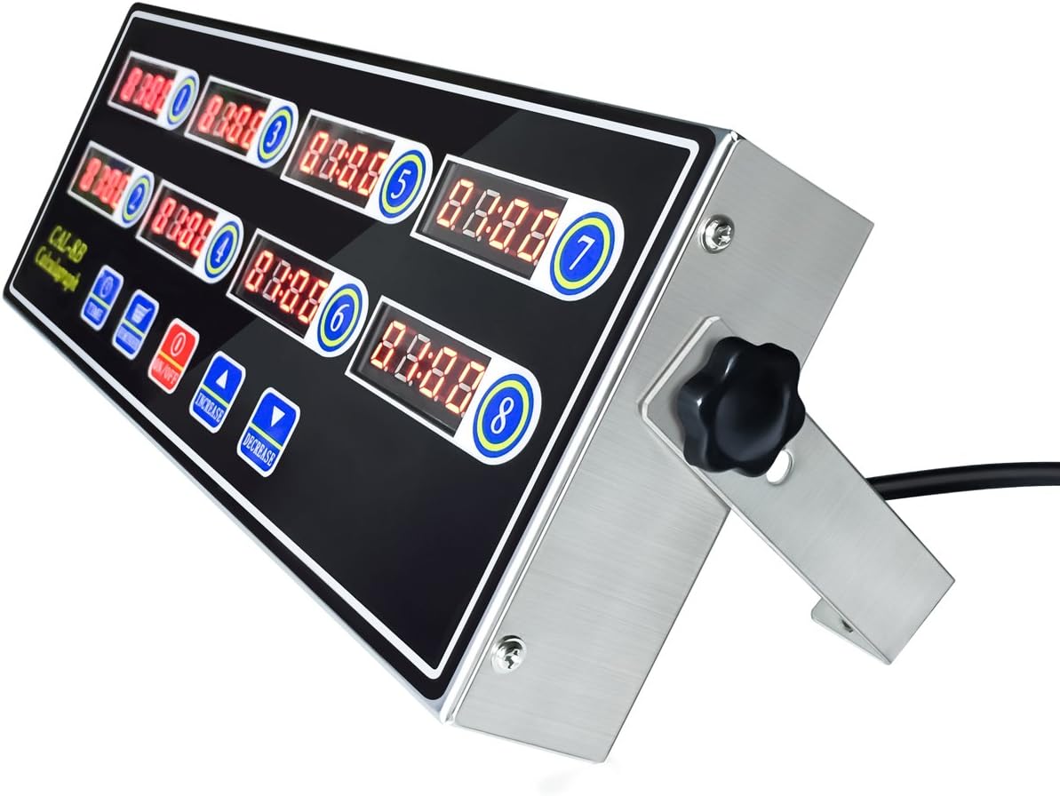 Commercial 8 Channel Kitchen Timer Digital Restaurant Timers Professional Loud Alarm Cooking Reminder for Food Truck Fryer Bakery Pizza Coffee Heavy Duty