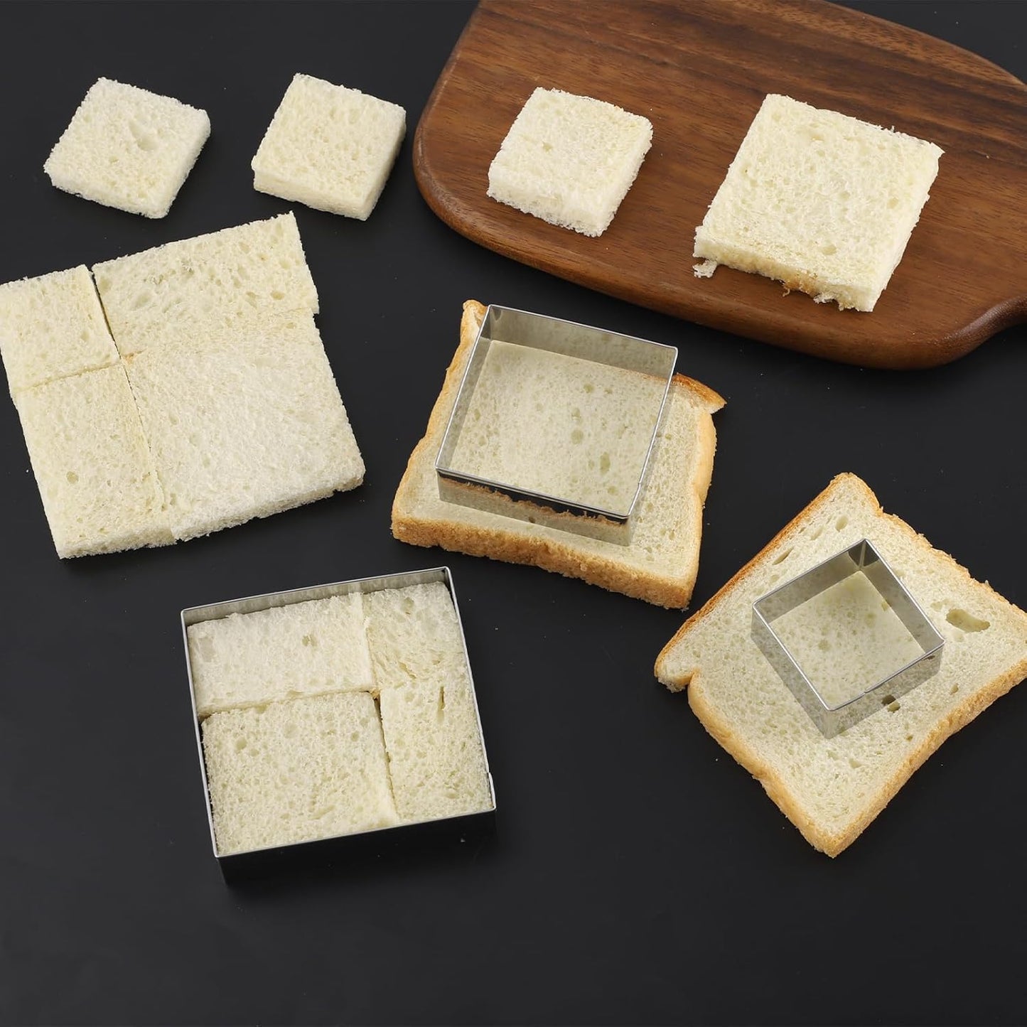 Square cookie cutters ANCKNE Stainless Steel Rectangle Biscuit Molds Square Pastry Molds Fondant Cake Cookie Cutter Set (2 "and 3" and 4 "and 5") 4pcs