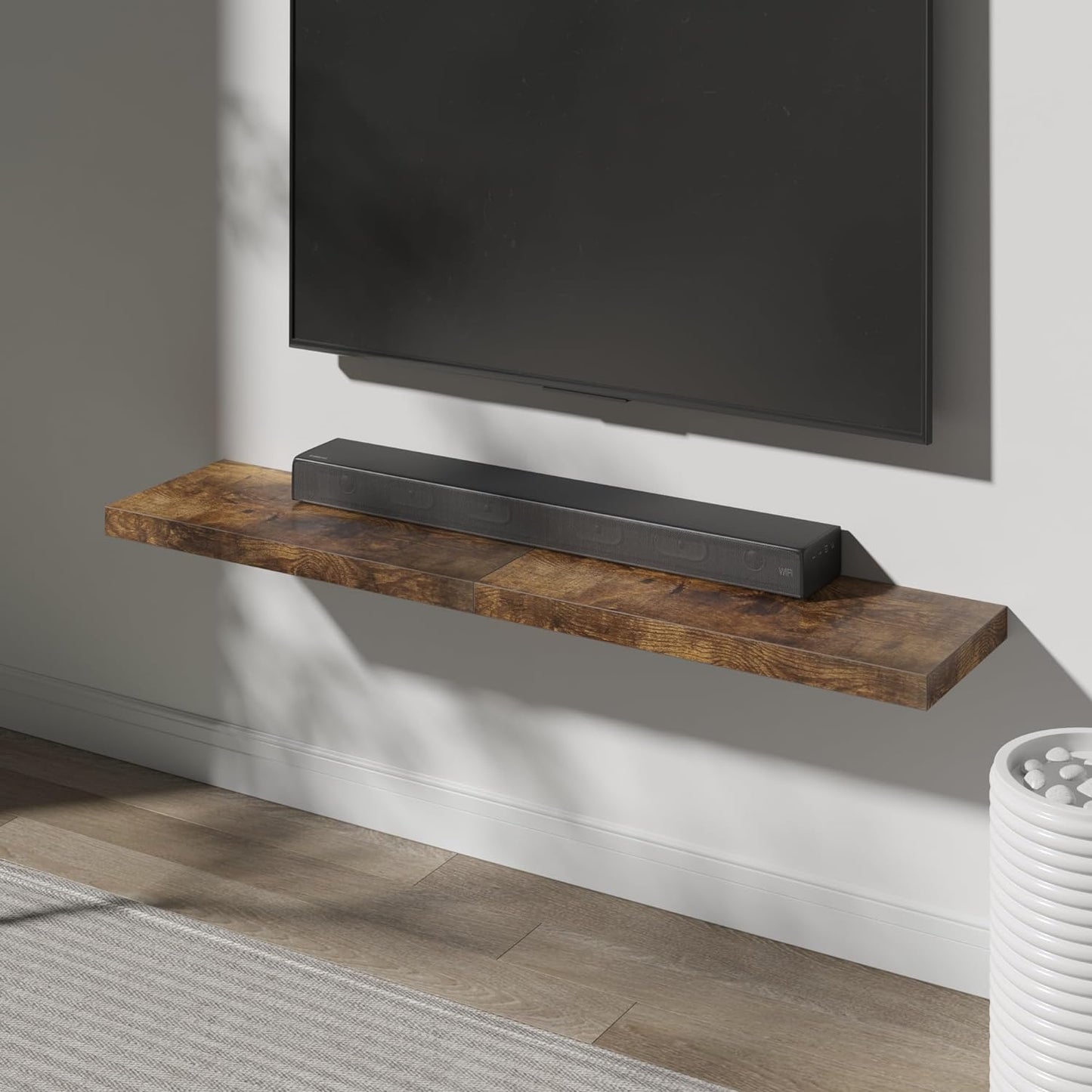 Floating Shelf, Set of 3 Wall Shelf, 30 in W x 12.75 in D x 2 in H Wooden Floating Wall Shelf with Invisible Brackets for Living Room/Bedroom/Bathroom/Kitchen Storage and Decor, Rustic Brown