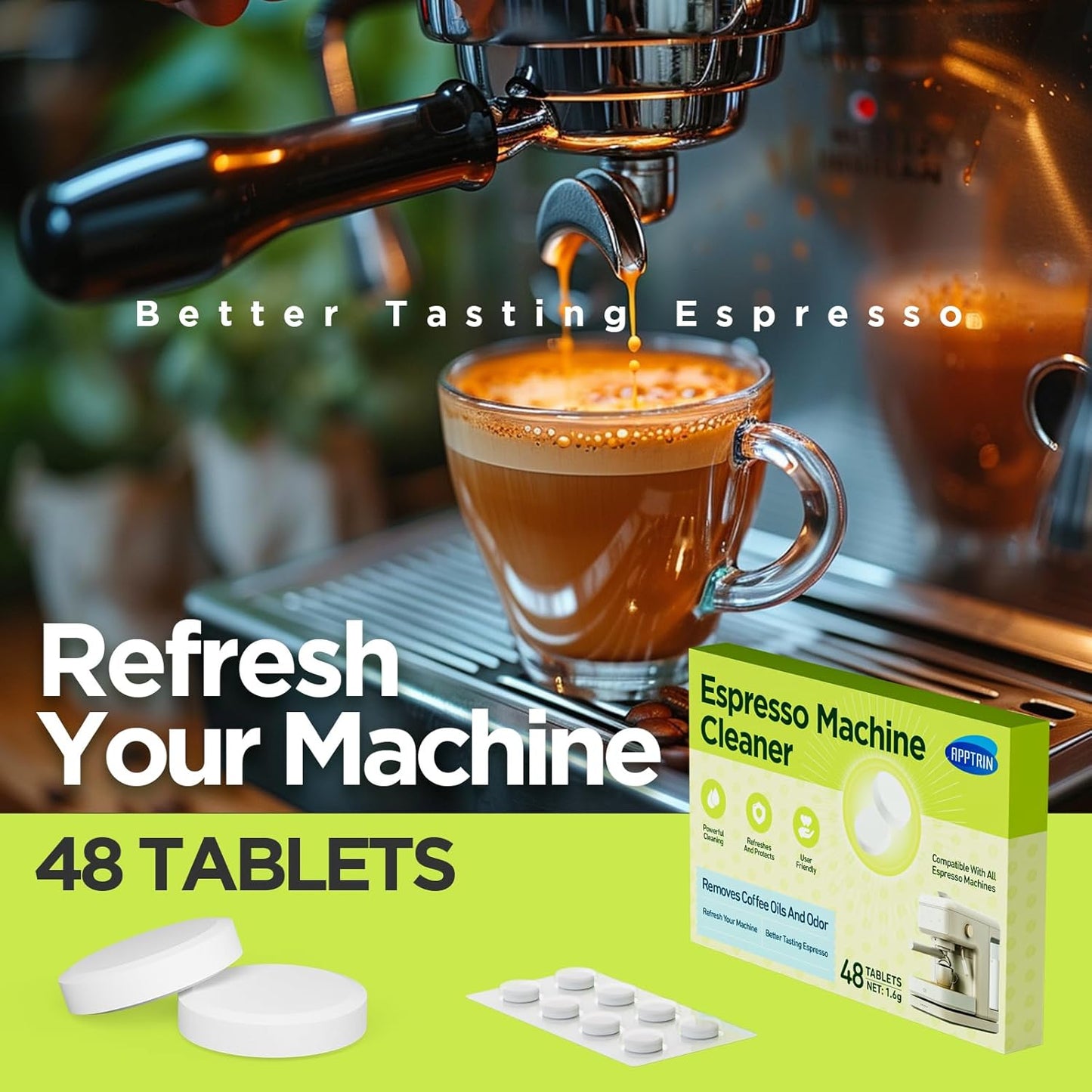 Espresso Machine Cleaning Tablets, Coffee Machine Cleaning Pods, Coffee Machine Cleaner for All Espresso Machine, 48 Pack