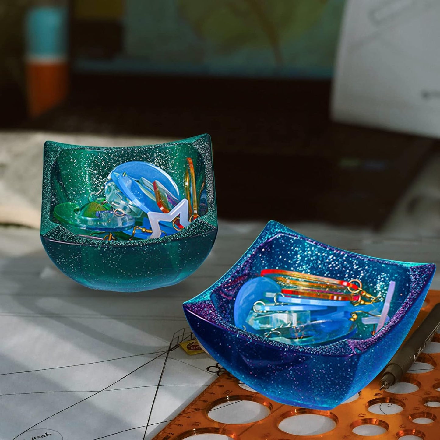 2PCS Irregular Flower Pot Silicone Mold Silicone Planter Mold Epoxy Resin Casting Mold Geometric Square Container Concrete Cement Mould for Storage DIY Art Craft Decoration