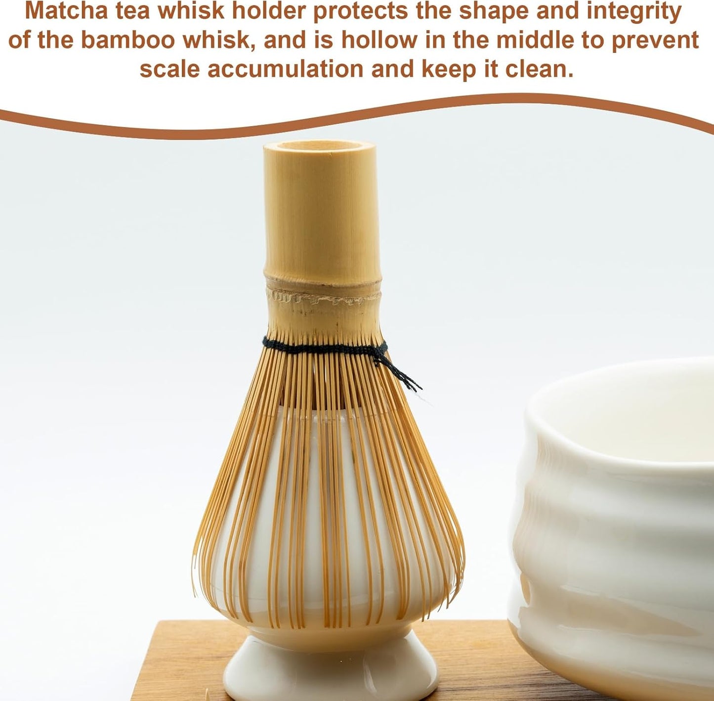 HARFINGTON Ceramic Chasen Stand 70mm Matcha Whisk Holder Teas Set Whisks Stand Traditional Matcha Tea Chasen Holder Tea Set Accessories for Tea Tasting, White