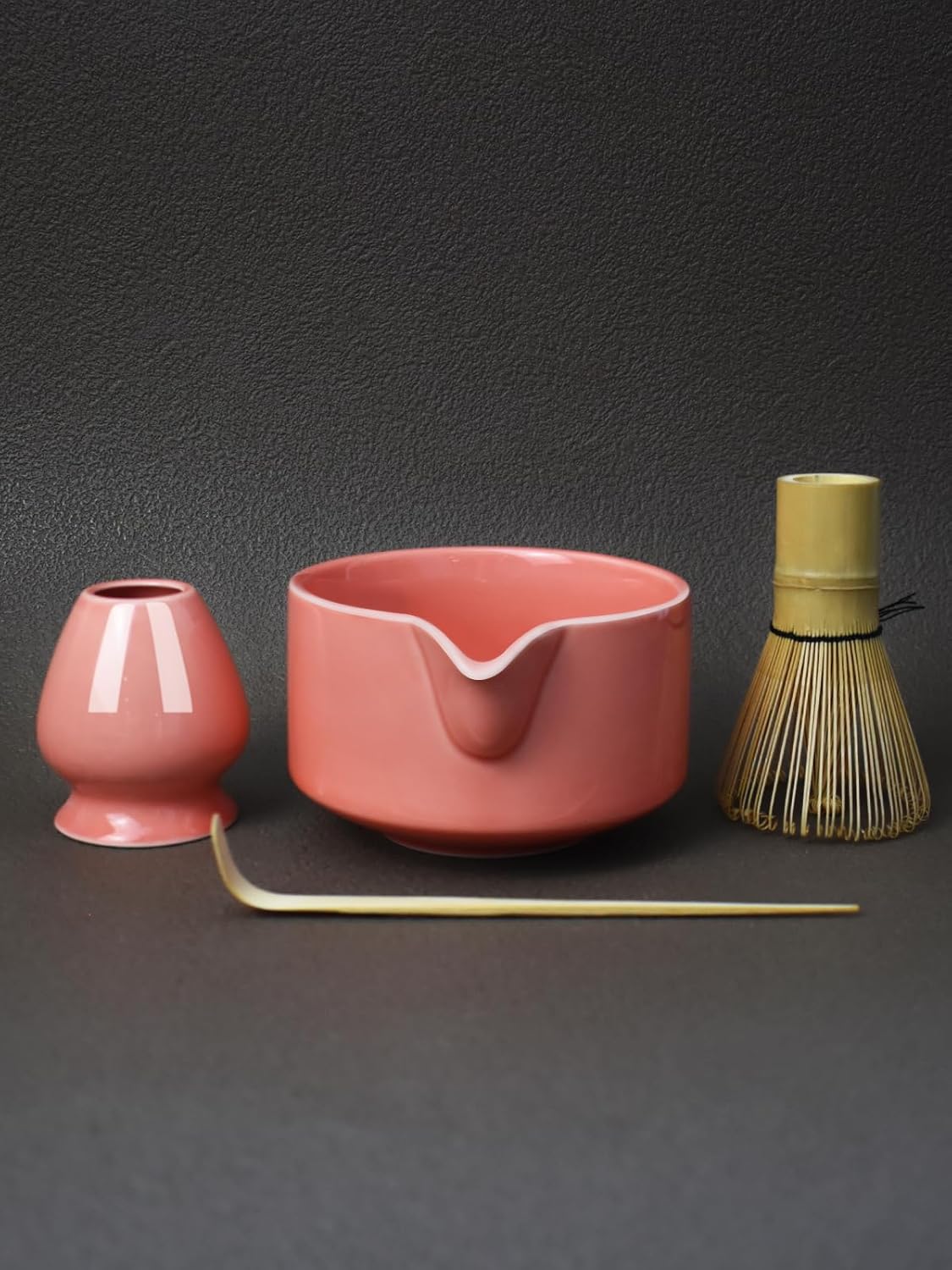 Artcome Premium Matcha Tool Set – Includes Matcha Bowl with Pouring Spout, Whisk, Whisk Holder, Tea Scoop & Matcha Manual - Pink