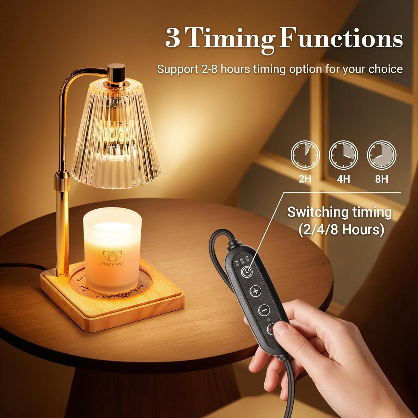 Candle Warmer Lamps 2 Pack, Electric Wax Warmer Lamp with Timer for Jar Candles, Aesthetic Home Decor, Housewarming Gifts for Women, Adjustable Height Clear