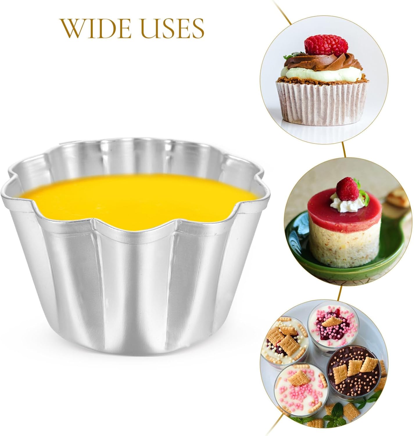6Pcs Egg Tart Molds Aluminium Pie Tins Mini Tart Tins Tiny Pie Tin Cupcake Cake Mold Pudding Molds for Home Baking