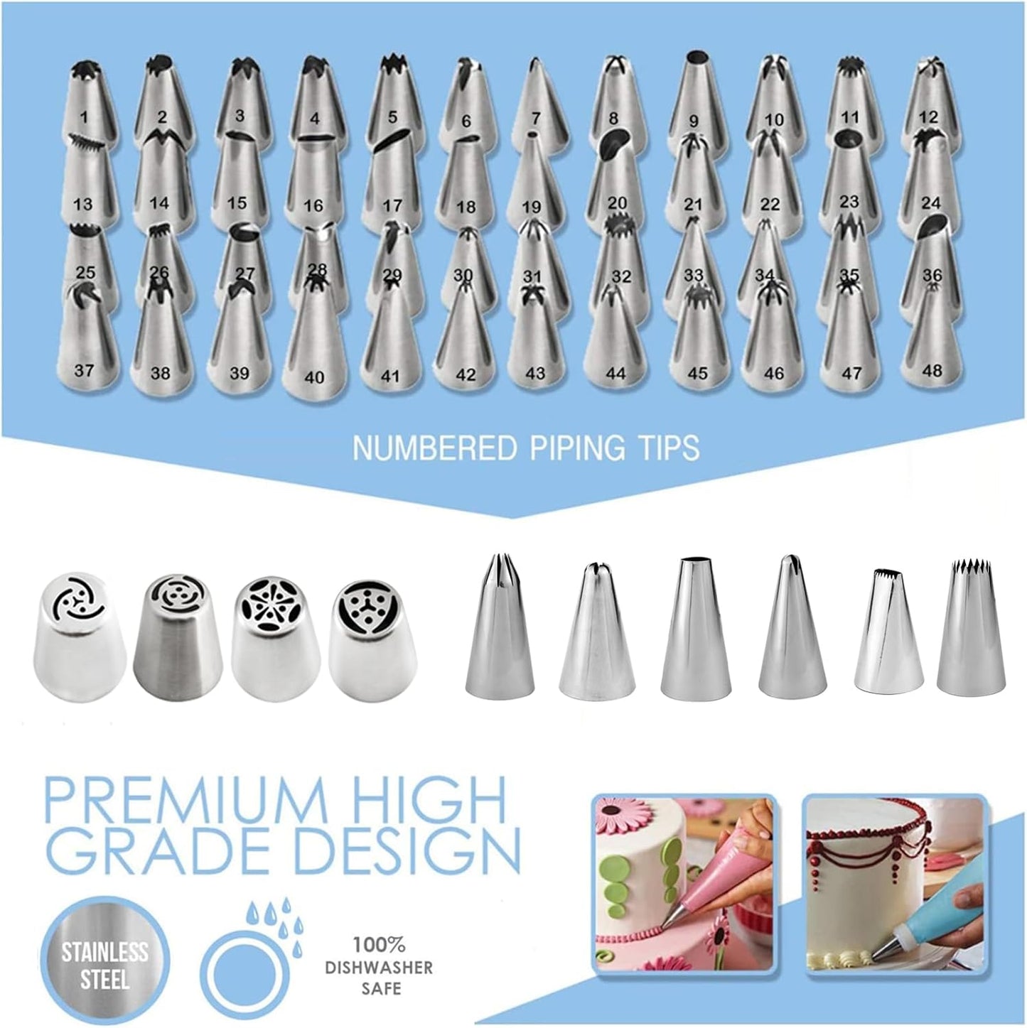 268PCS Cake Decorating Kit - Cake Decorating Tools with Cake Turntable, Piping Bags and Tips Set, 2 Icing Spatulas, 3 Cake Scraper, Russian Piping Kit - Baking Supplies for Beginners