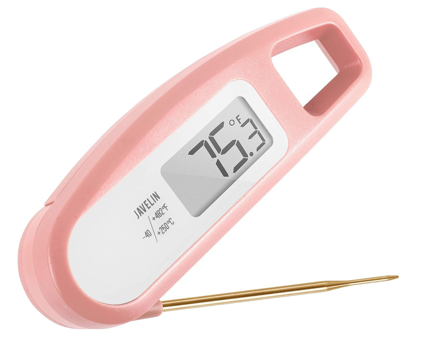 Lavatools Javelin® Ultra-Fast 2-Second Digital Instant Read Meat Thermometer for Grill and Cooking, 2.75" Probe, Compact Foldable Design, Large Display, IP65 Water Resistant, NSF Certified – Rhubarb