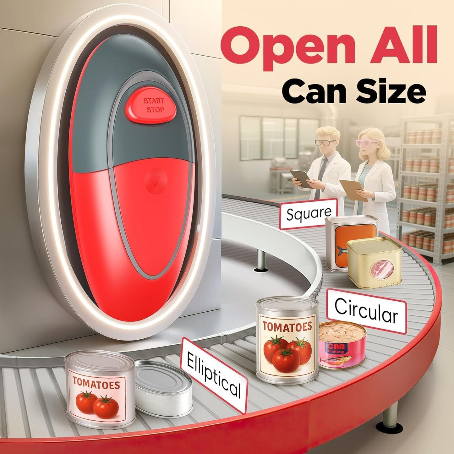 One Touch Electric Can Opener Open Almost Can with Smooth Edge, Electric Can Openers for Kitchen Food-Safe Magnetic Catches Cover, Electric Can Opener for Seniors, Arthritis and Chef