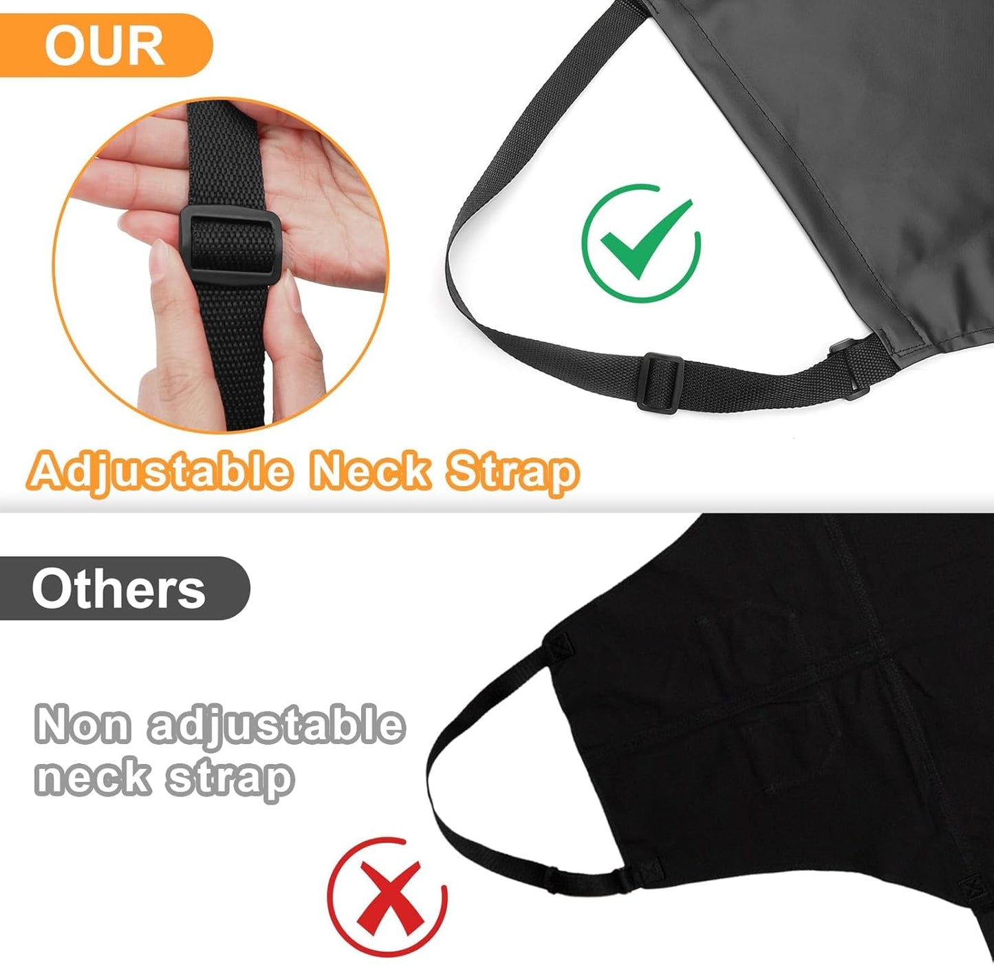 8 Pack Waterproof Rubber Vinyl Apron 40 Inch Chef Aprons for Men Heavy Duty Chemical Work Apron Extra Long Grilling Aprons with Adjustable Bib Apron for Dishwashing Lab Butcher Cooking Kitchen Black