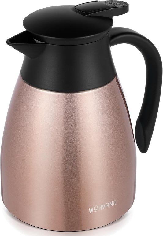 34 Oz Thermal Coffee Carafe, Stainless Steel Insulated Vacuum coffee crafts to keep coffee hot, 1 Liter Tea Water Coffee and Beverage Dispenser (Copper)